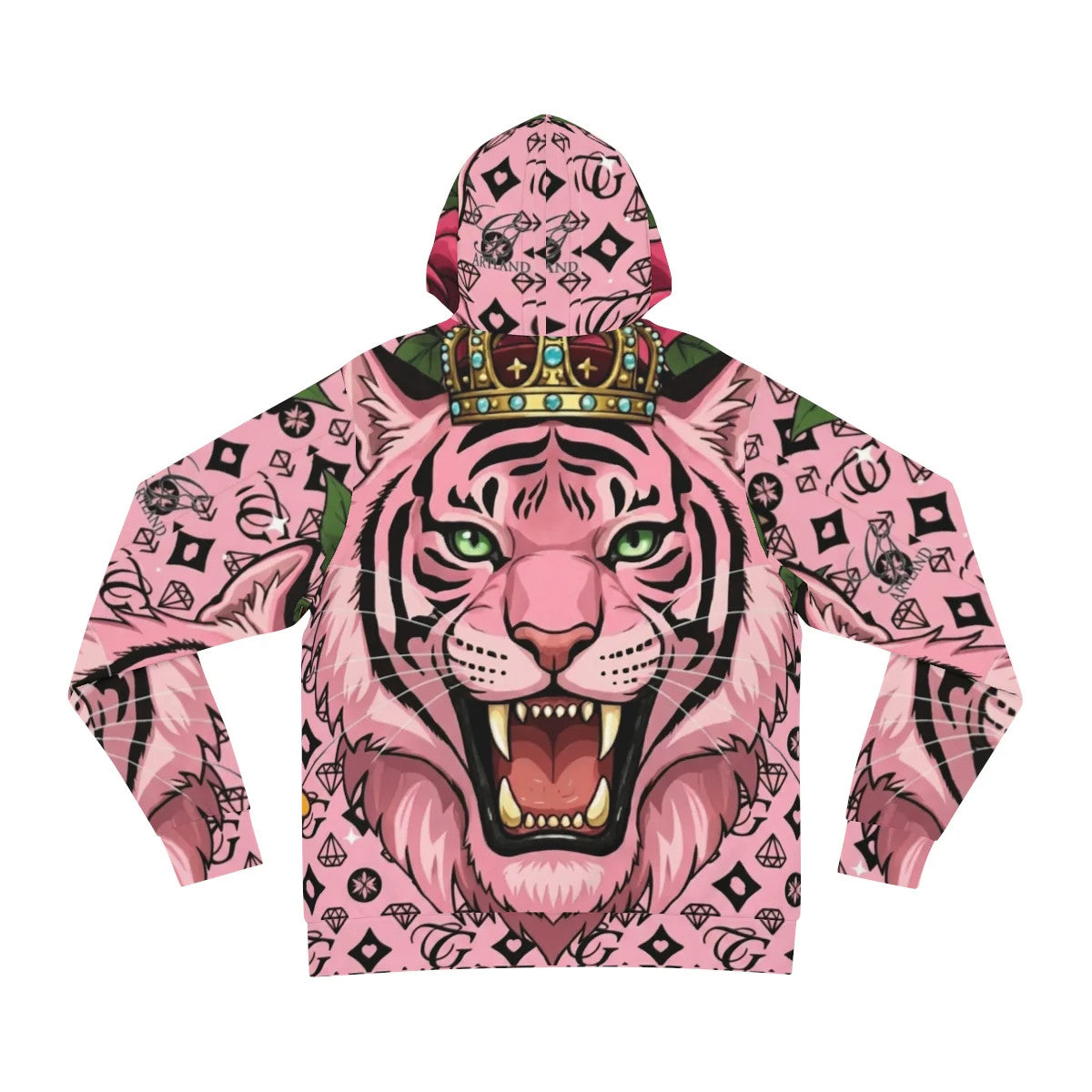 Pink Tiger Tattoo Rose Designer GT Fashion Hoodie by GT Artland