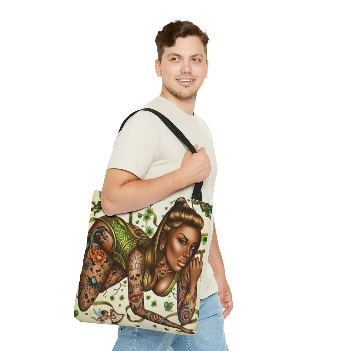 Ebony St Patrick Theme Tattoo Hot Sexy Vixen Designer Tote Bag by GT Artland