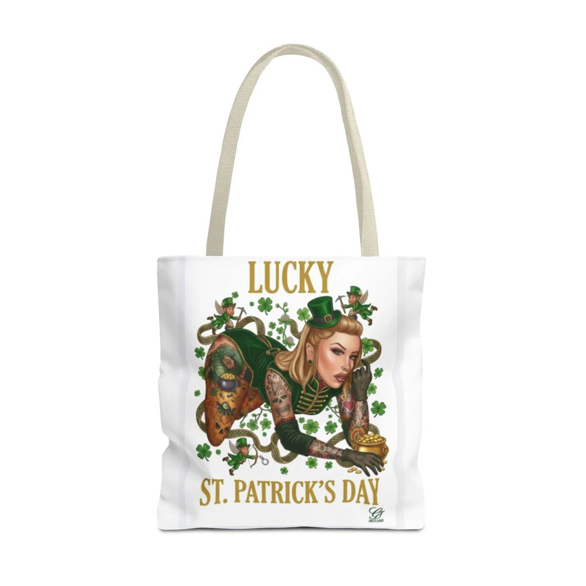 "Lucky" St Patrick's Day Tattoo Hot Sexy Vixen Designer Tote Bag by GT Artland