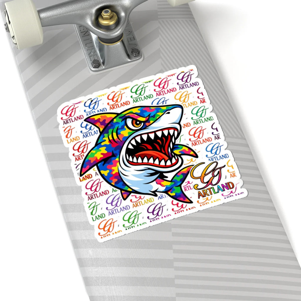 Colorful Designer High Fashion Shark GT Bite Sticker | Kiss-Cut Sticker,