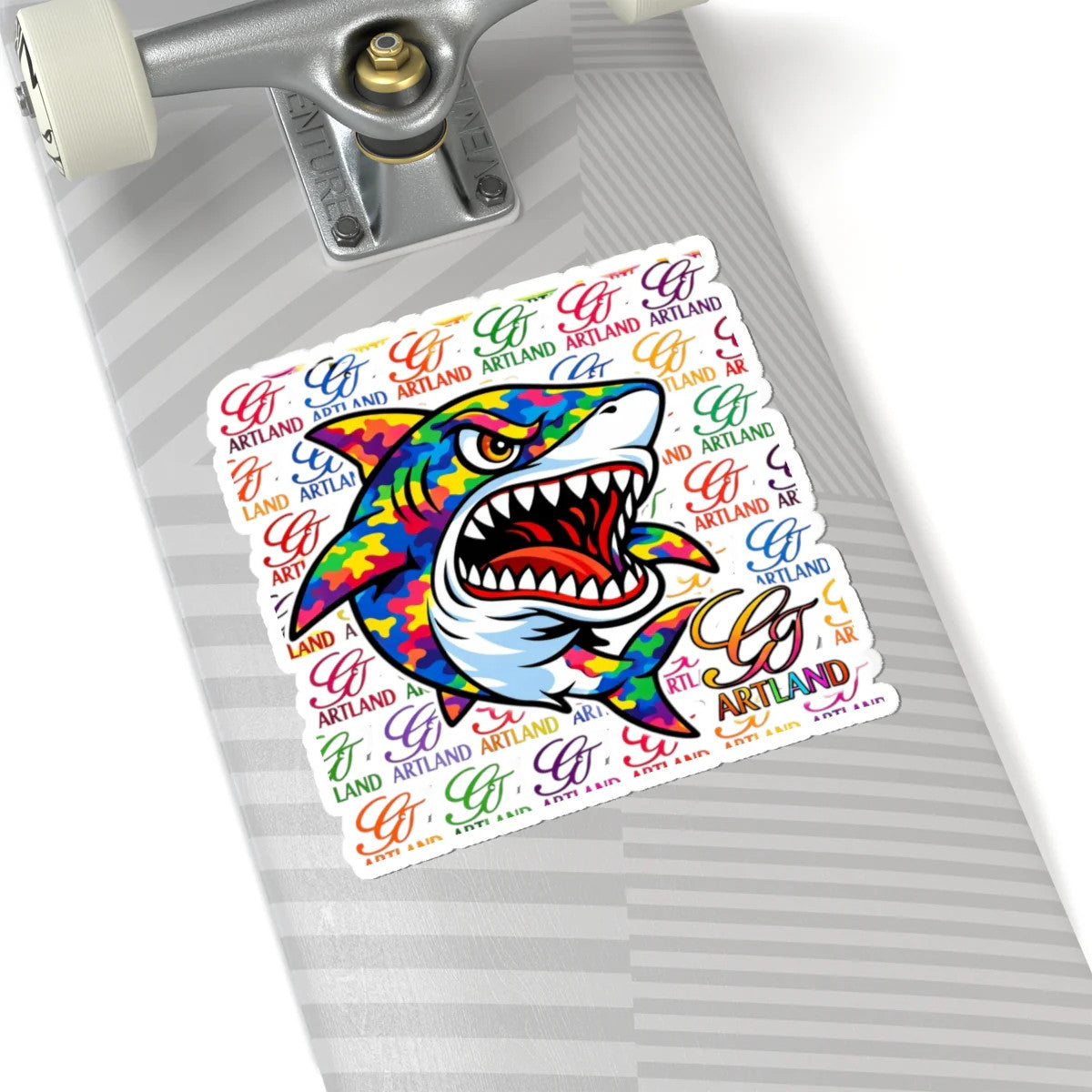 Colorful Designer High Fashion Shark GT Bite Sticker | Kiss-Cut Sticker,