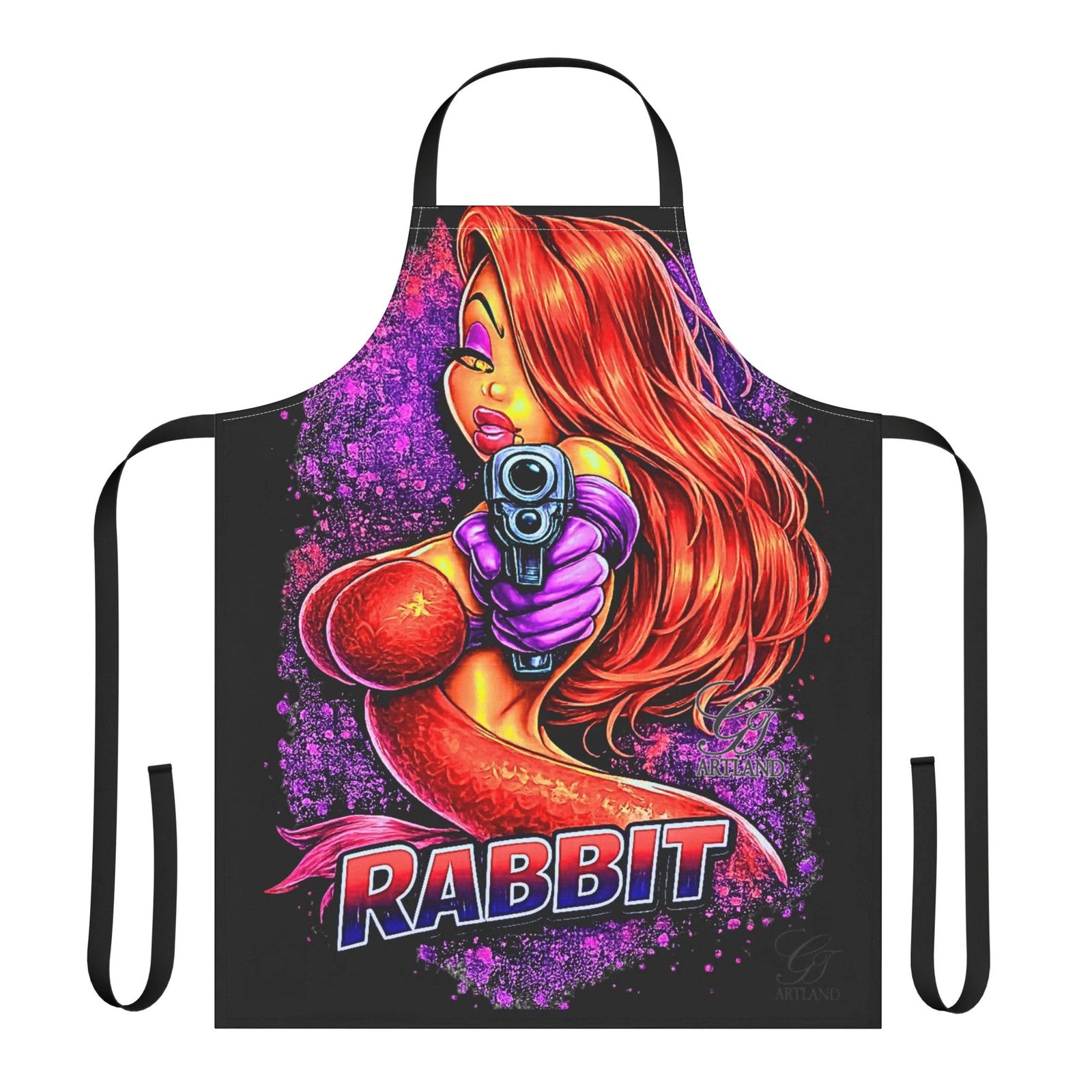 Pinup Bunny Girl with Gun Apron | Retro Comic Art, 'Rabbit' Design