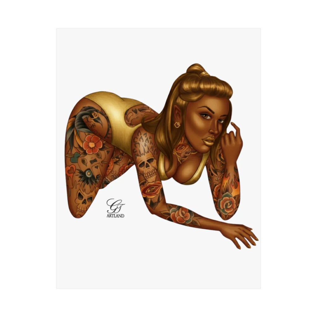 Ebony Tatted Vixen with Gold Hair Matte Vertical Posters by GT Artland