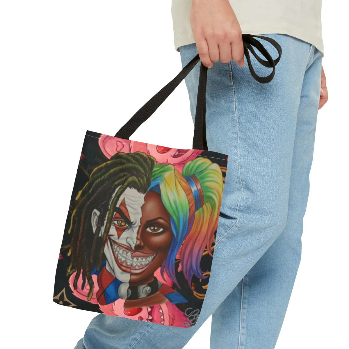 Crazy Love Clown and Vixen Half Face Designer HD Tote Bag Designer | All-Over