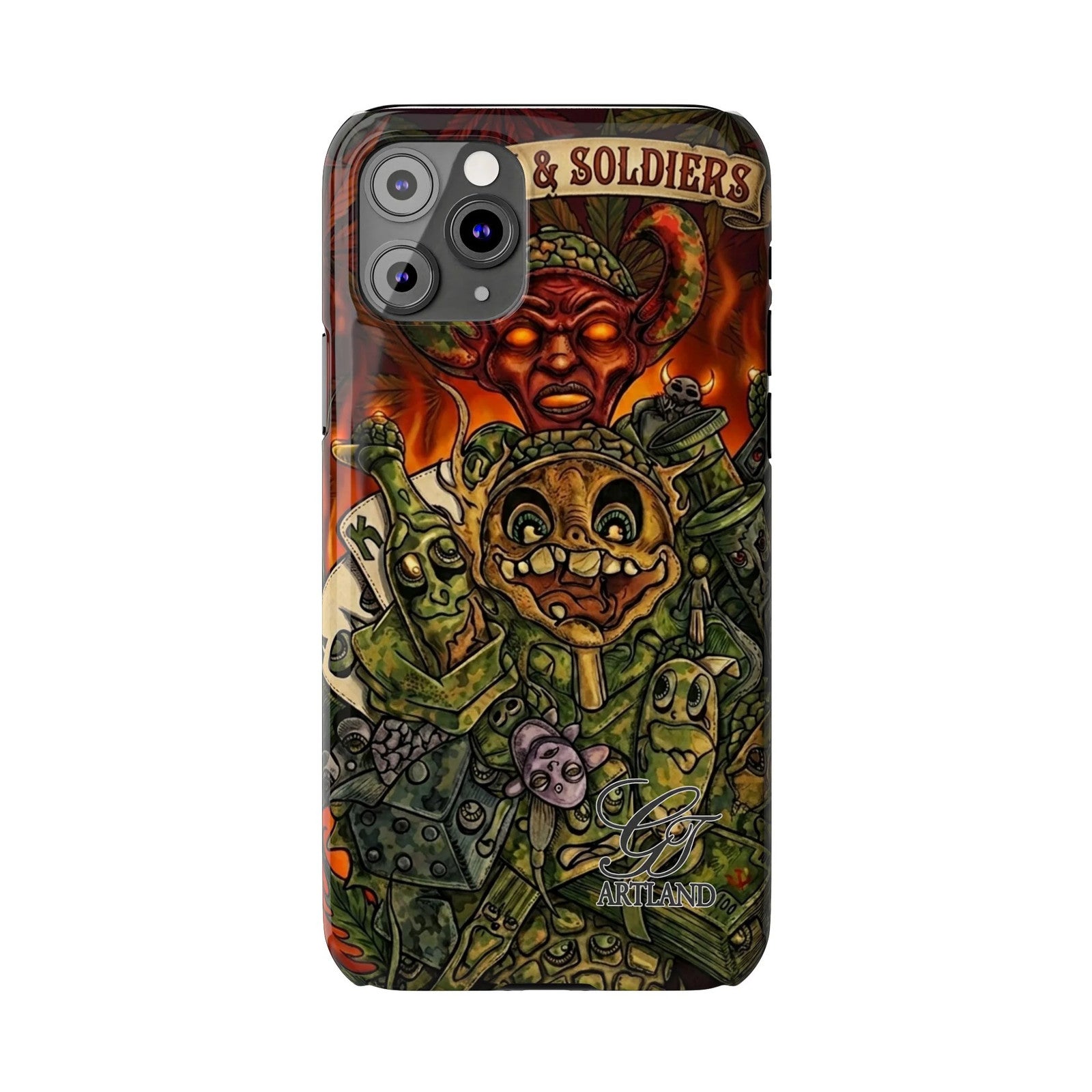 Devils Army Illustration Slim Phone Case | Horror Soldier Art by GT Artland