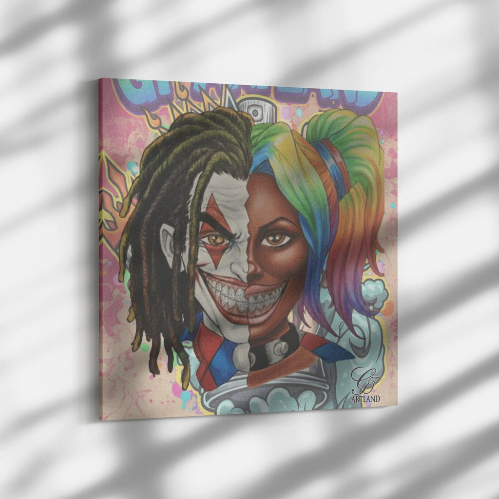 Joka Harley Twin Flame 2 Face Character Ebony Collector's Edition Square Canvas