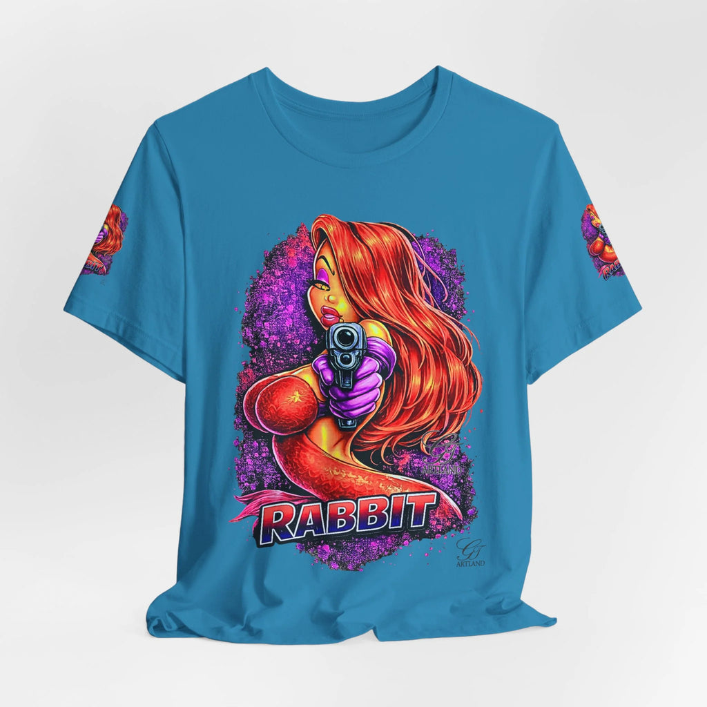 Rabbit Pinup Girl T-Shirt | Retro Comic Femme Fatale Graphic Tee by GT Artland