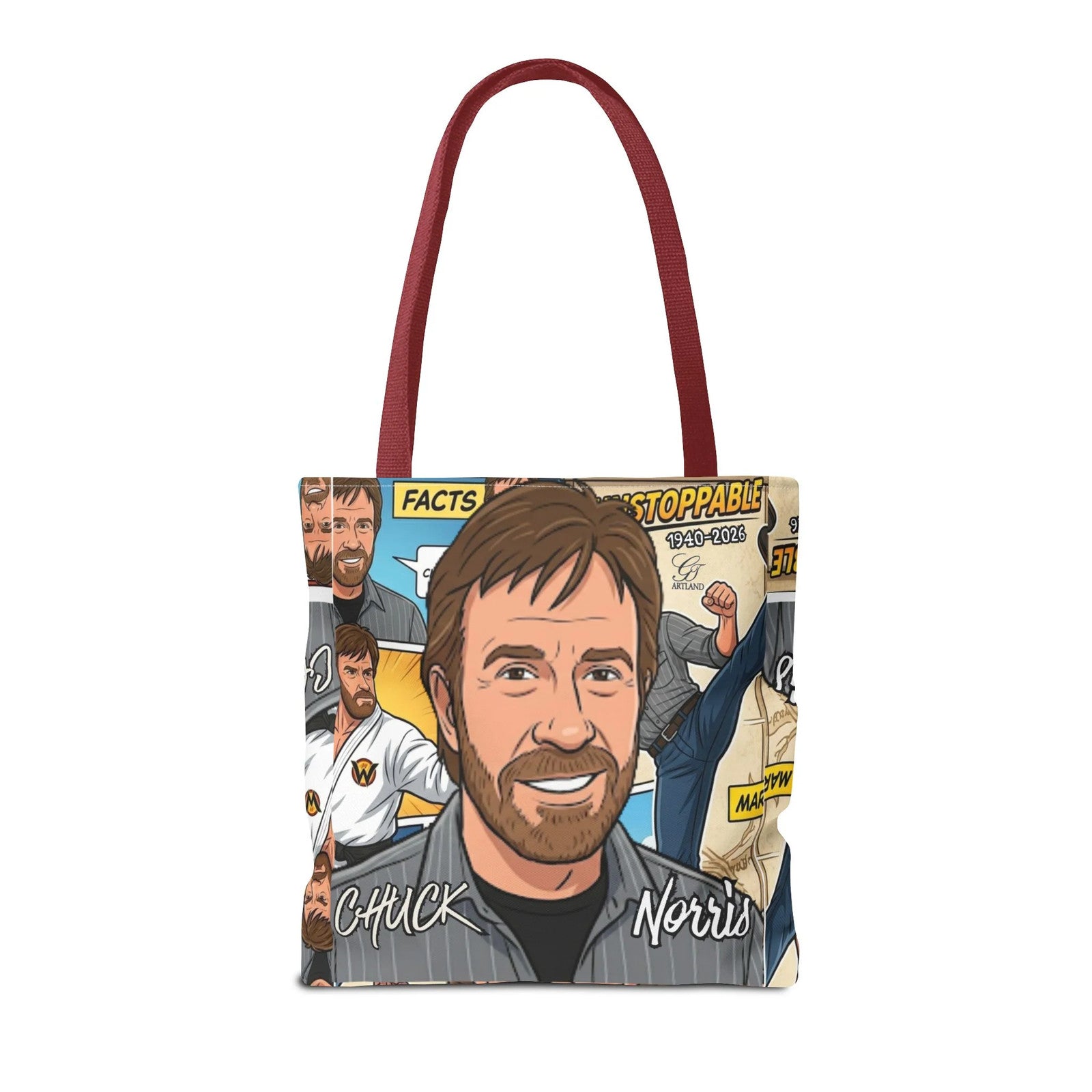 Chuck Norris Legacy Retro Martial Artist Cartoon Tote Bag | All-Over Print
