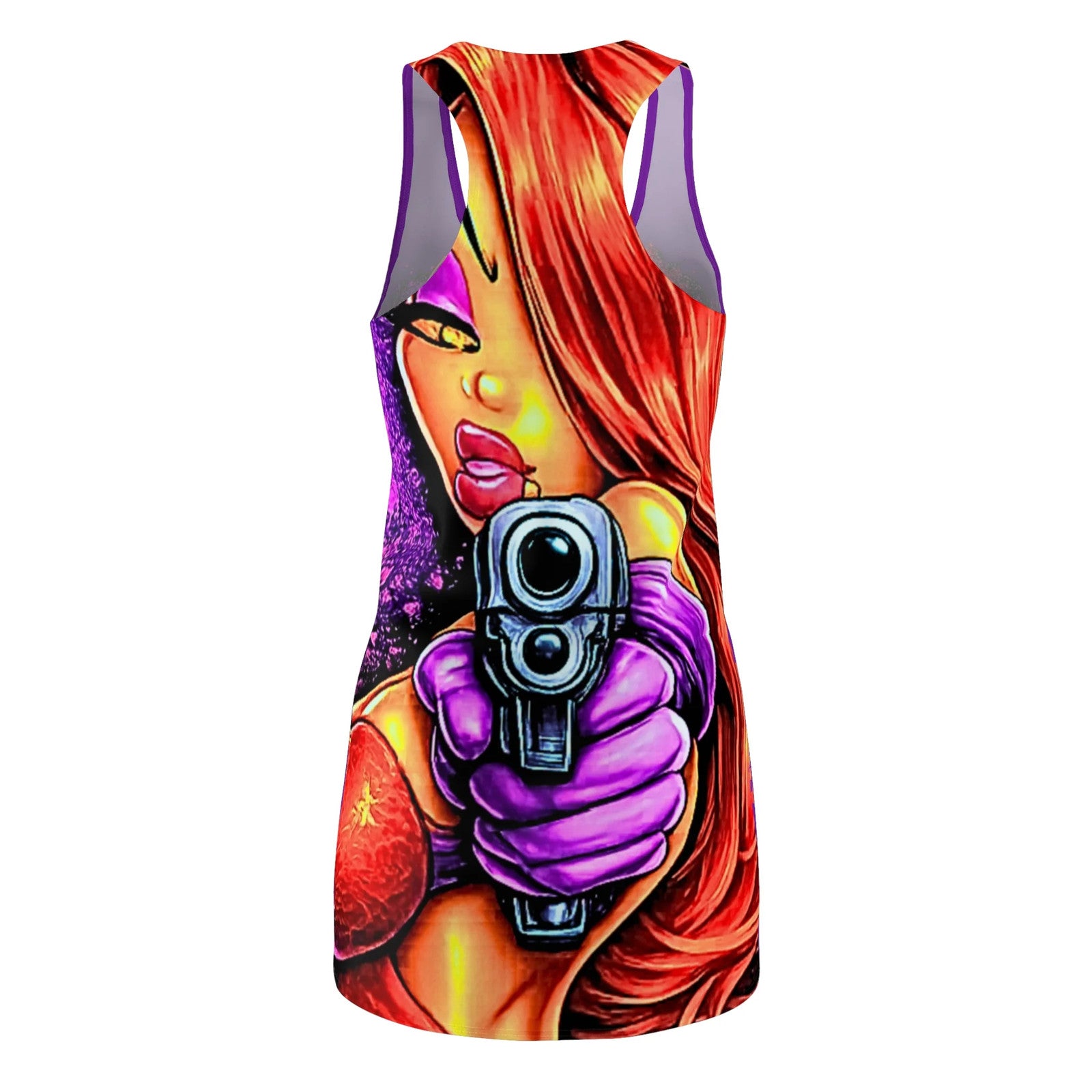 Pinup Rabbit Redhead with Gun Racerback Dress | Rabbit Graphic by GT Artland
