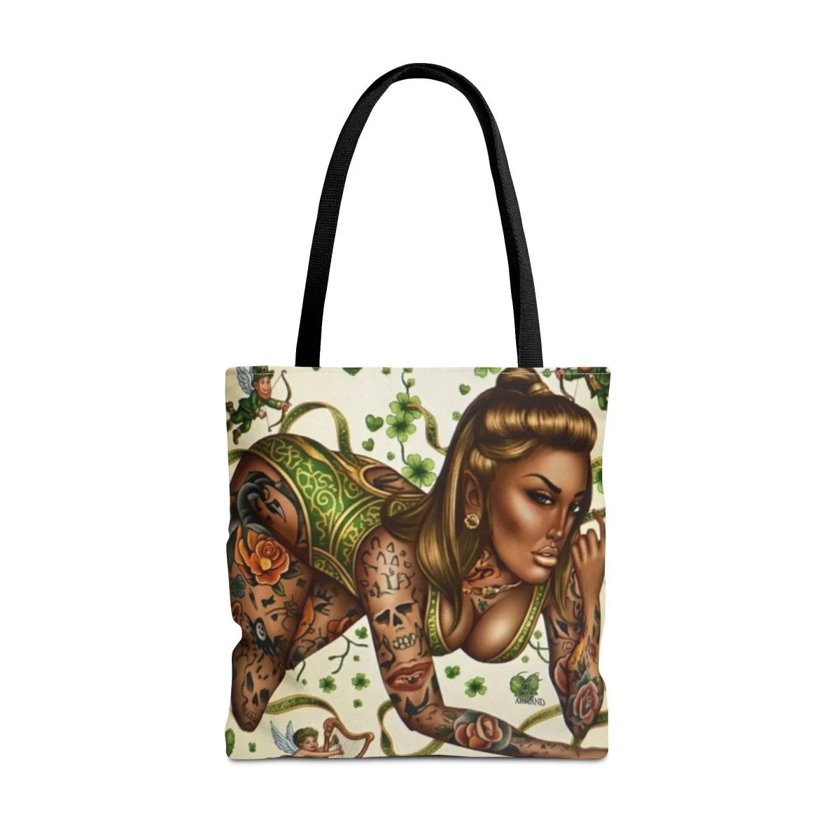 Ebony St Patrick Theme Tattoo Hot Sexy Vixen Designer Tote Bag by GT Artland