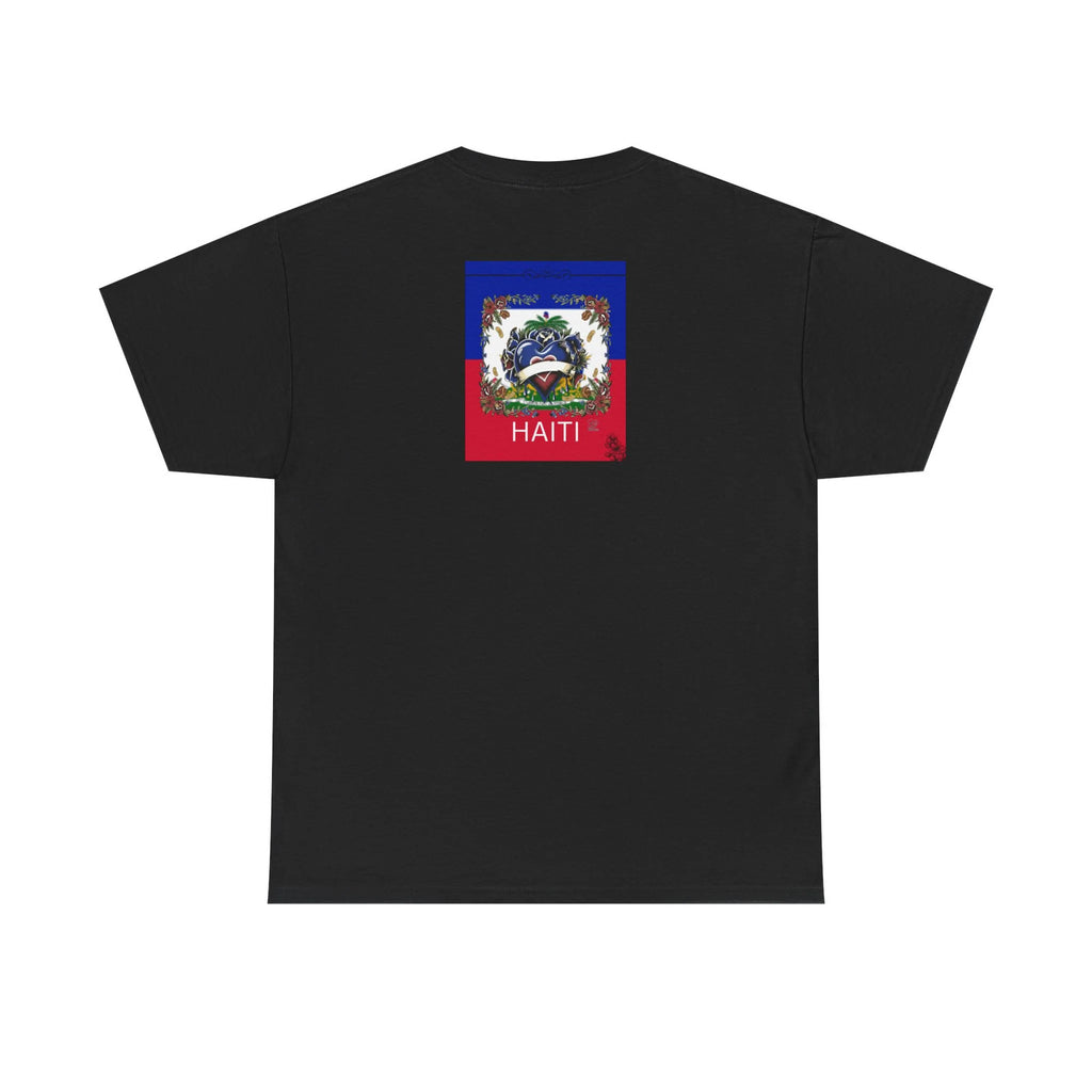 Haiti Flag Love Hearts and Roses Designer Unisex Heavy Cotton Tee by GT Artland