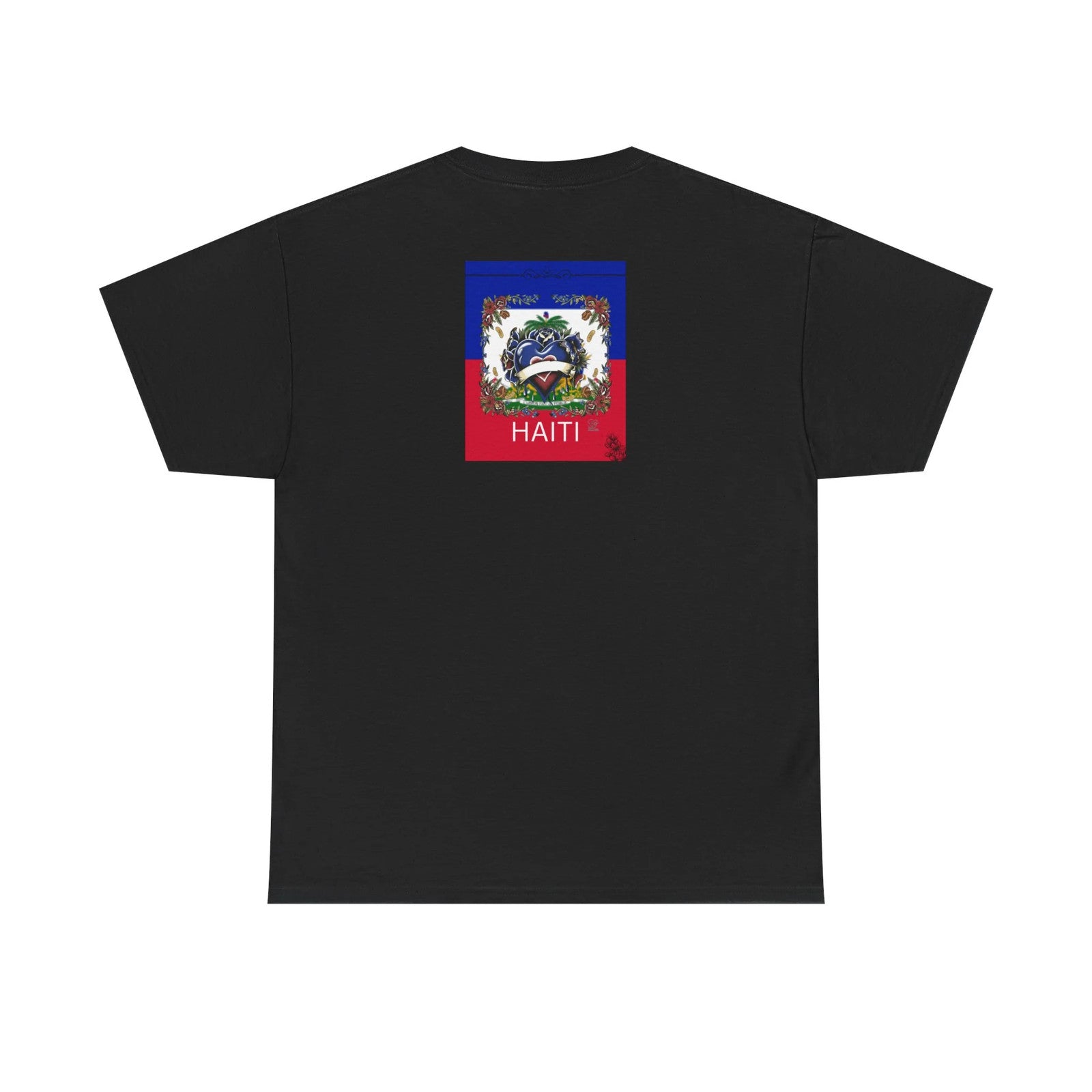 Haiti Flag Love Hearts and Roses Designer Unisex Heavy Cotton Tee by GT Artland