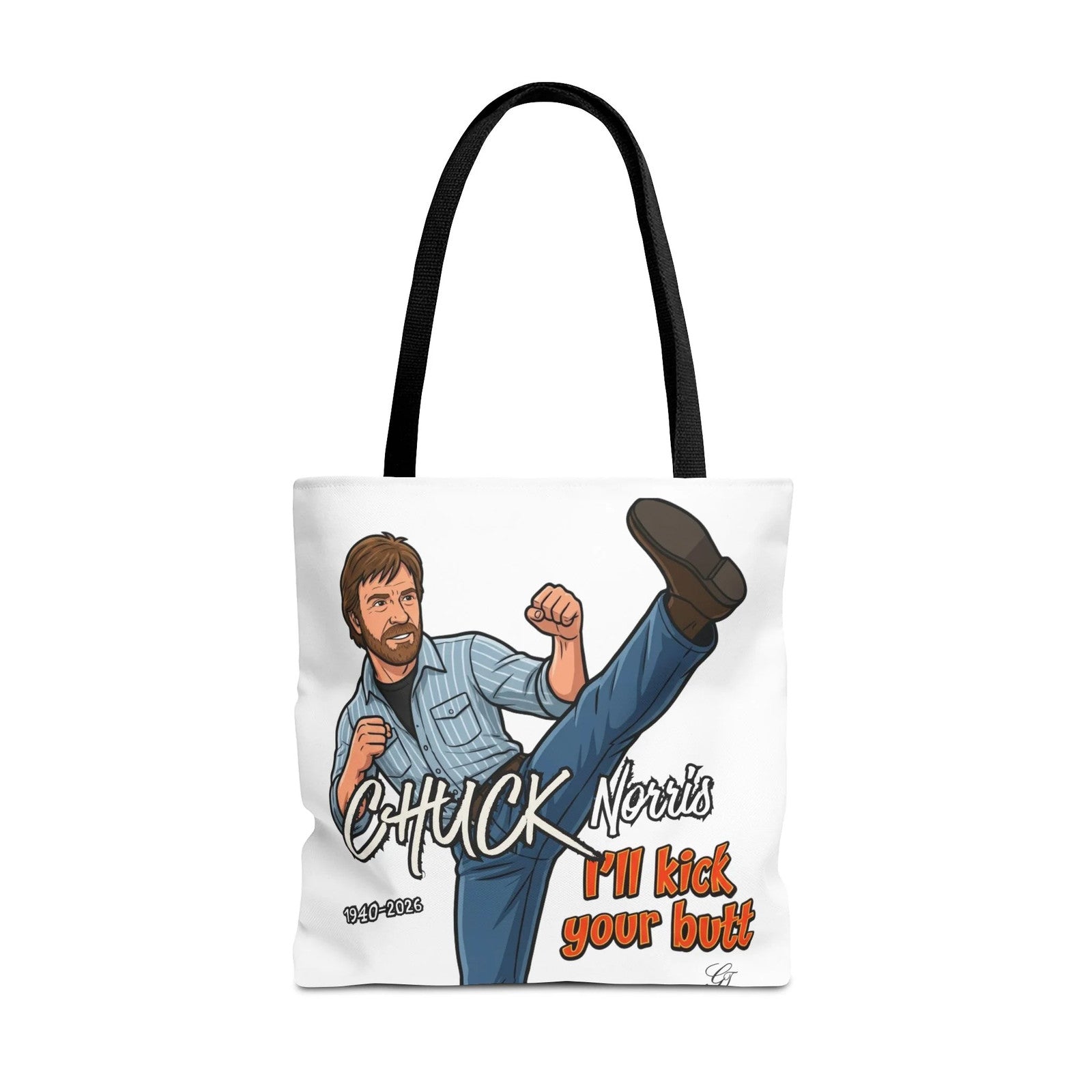Chuck Norris I'll Kick Your Butt Tote Bag | Martial Arts Illustration by GT