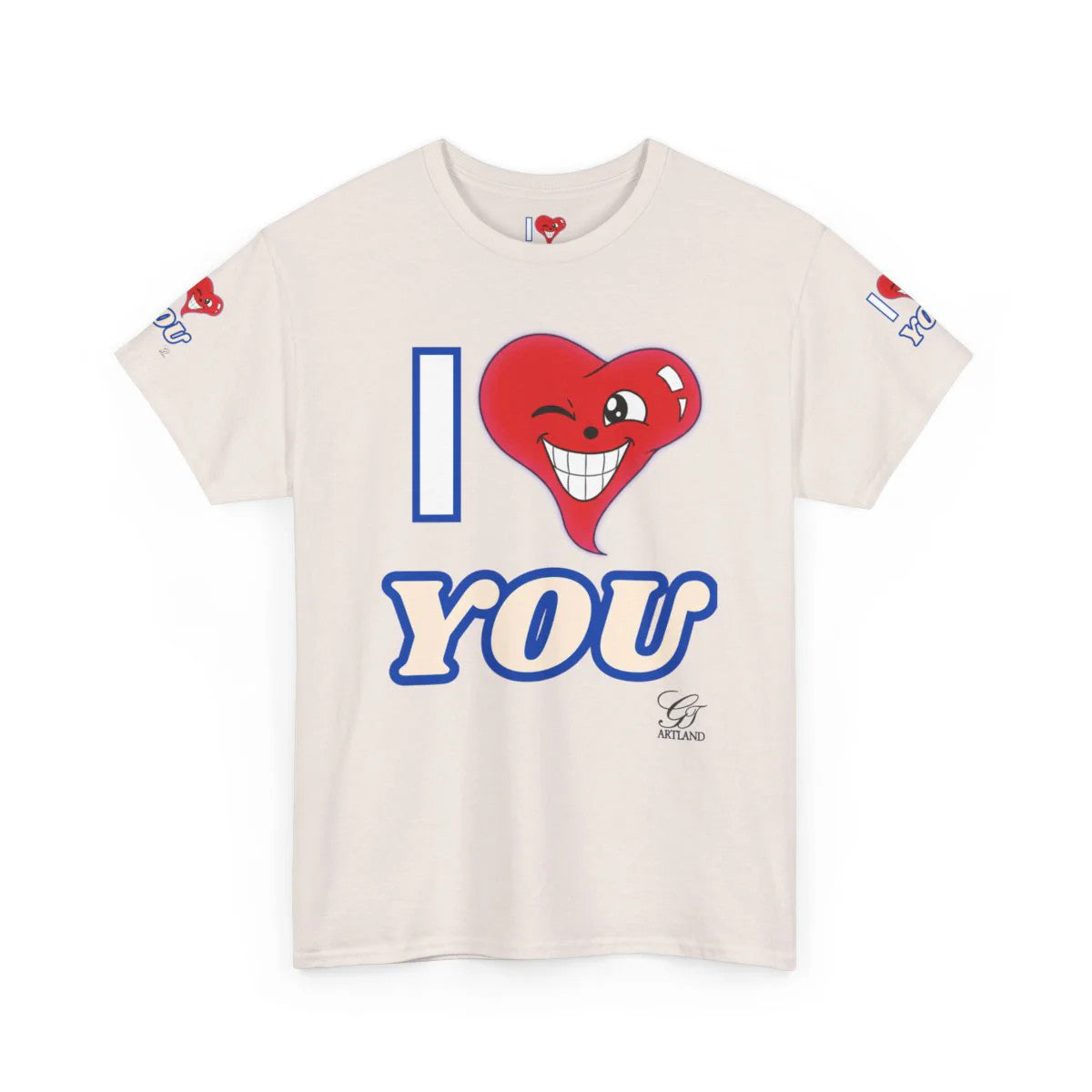 I LOVE Heart YOU Designer Heart Unisex Heavy Cotton Tee by GT Artland