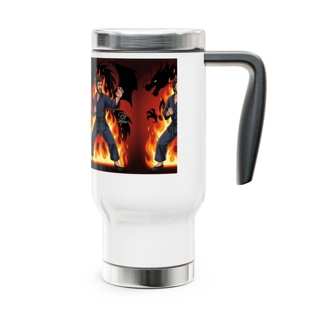 Flaming Martial Artist Chuck Norris Travel Mug | Stainless Steel 14oz by GT