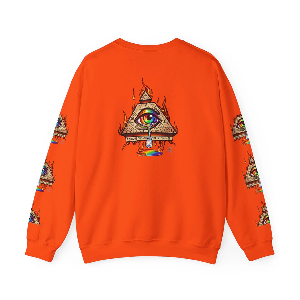Psychedelic All-Seeing Eye Sweatshirt | Triangle Eye Flame Rainbow Drip by GT