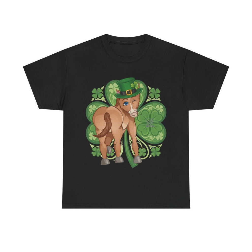 Year Of The Horse St Patricks Shamrock Theme Unisex Heavy Cotton Tee BY GT