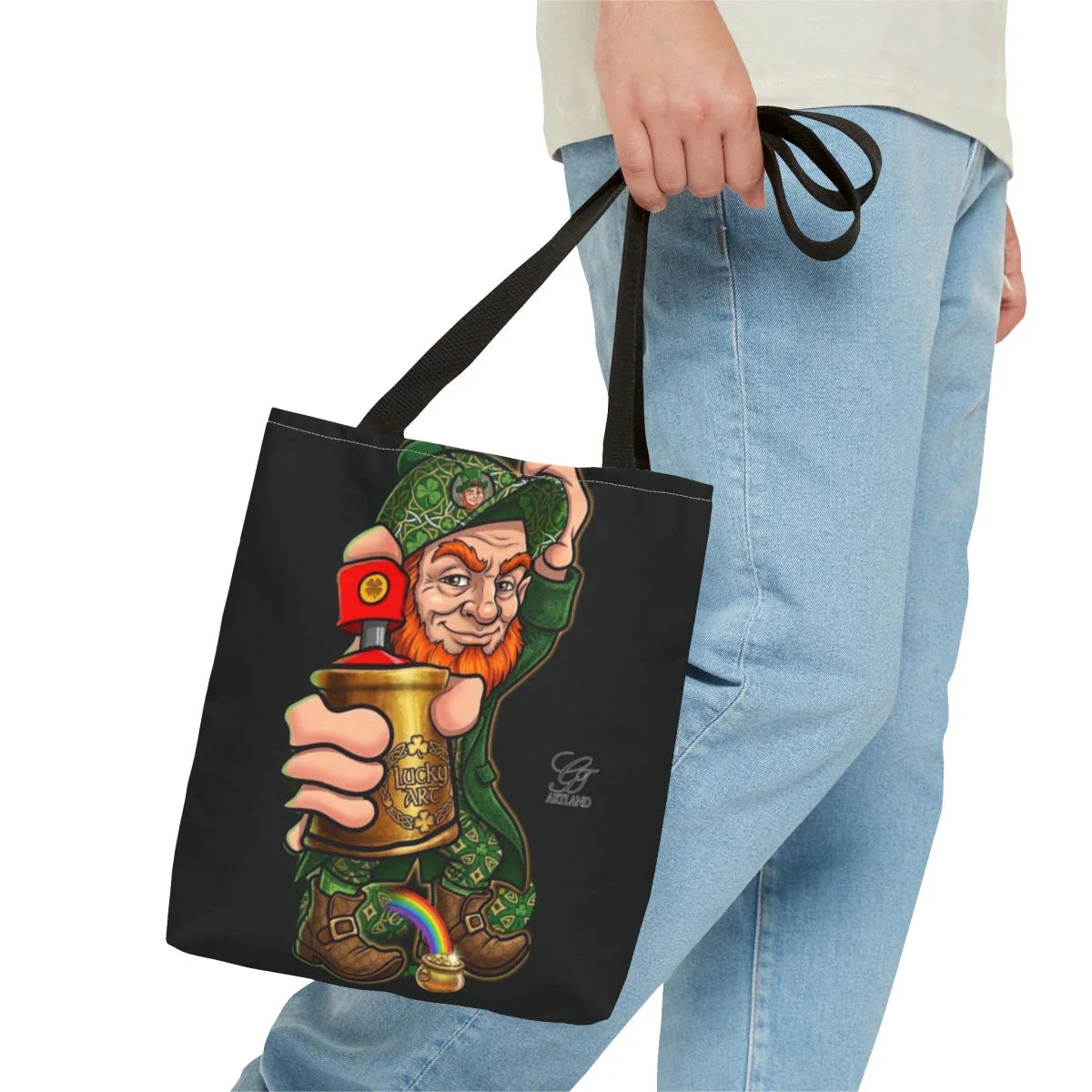 Spray Can Leprechaun Designer Tote Bag by GT Artland