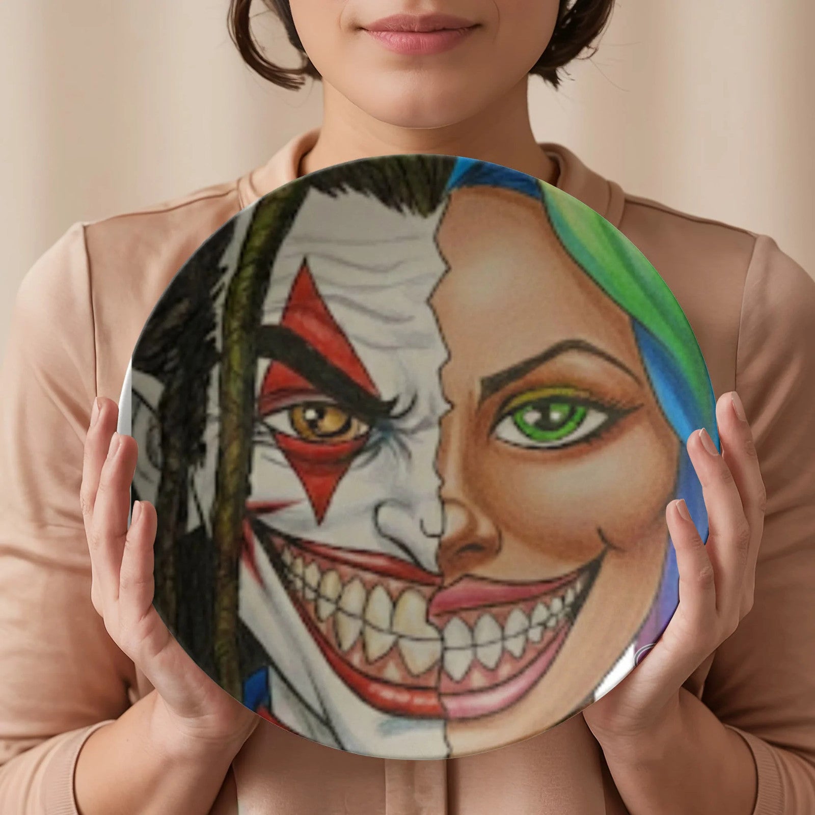 Joka Harley Twin Flame 2 Face Character Ivory Close Up Edition 10” Plate by