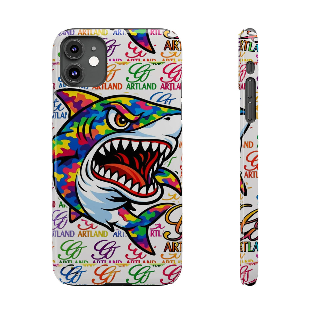 Colorful Camo Designer Shark GT Slim Phone Case | Vibrant Graphic, Artland Logo