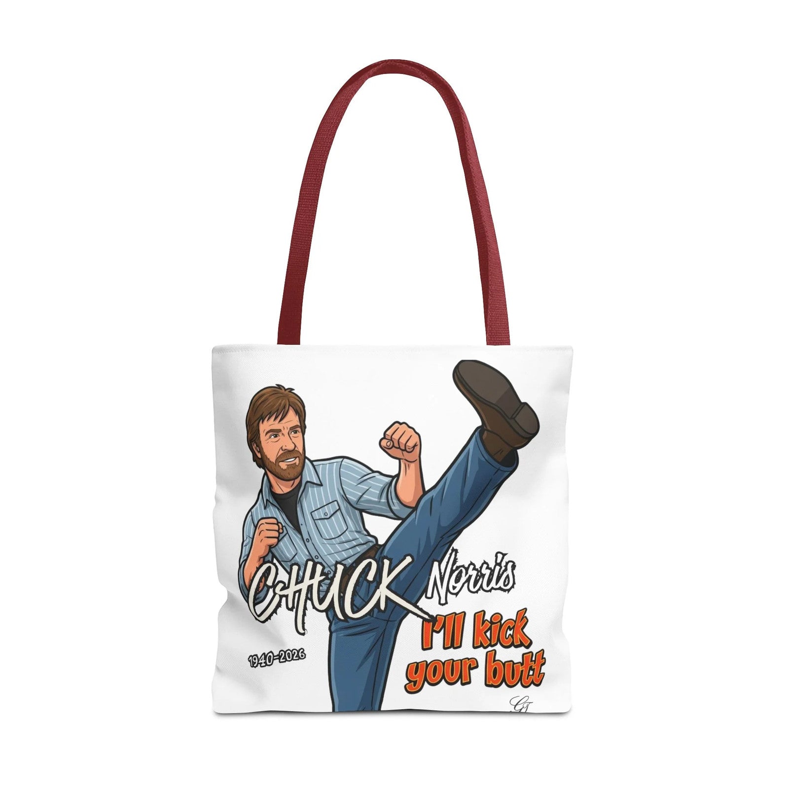 Chuck Norris I'll Kick Your Butt Tote Bag | Martial Arts Illustration by GT