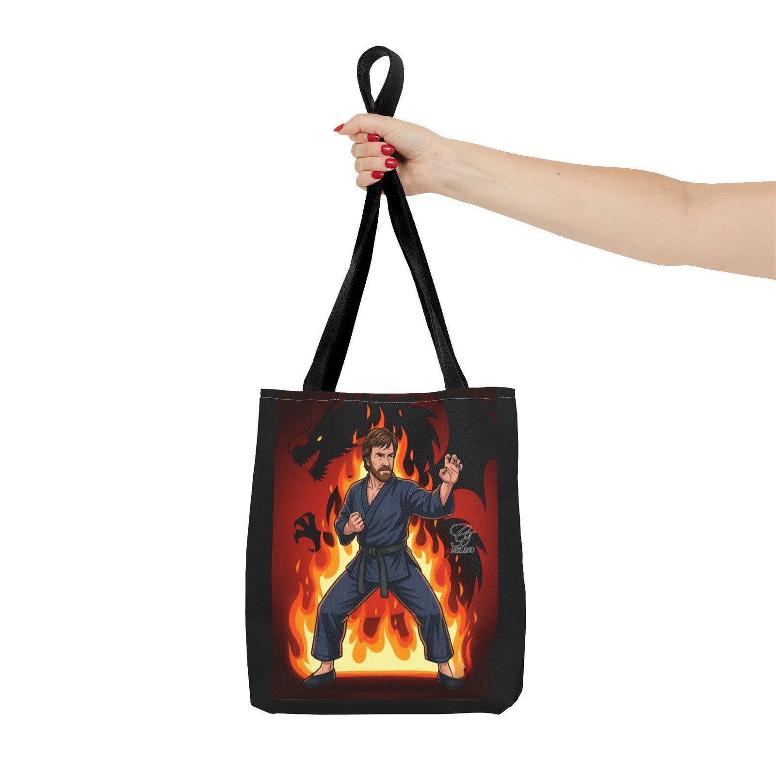 Flame Karate Fighter Chuck Norris Tote Bag | Martial Arts Fire Ninja