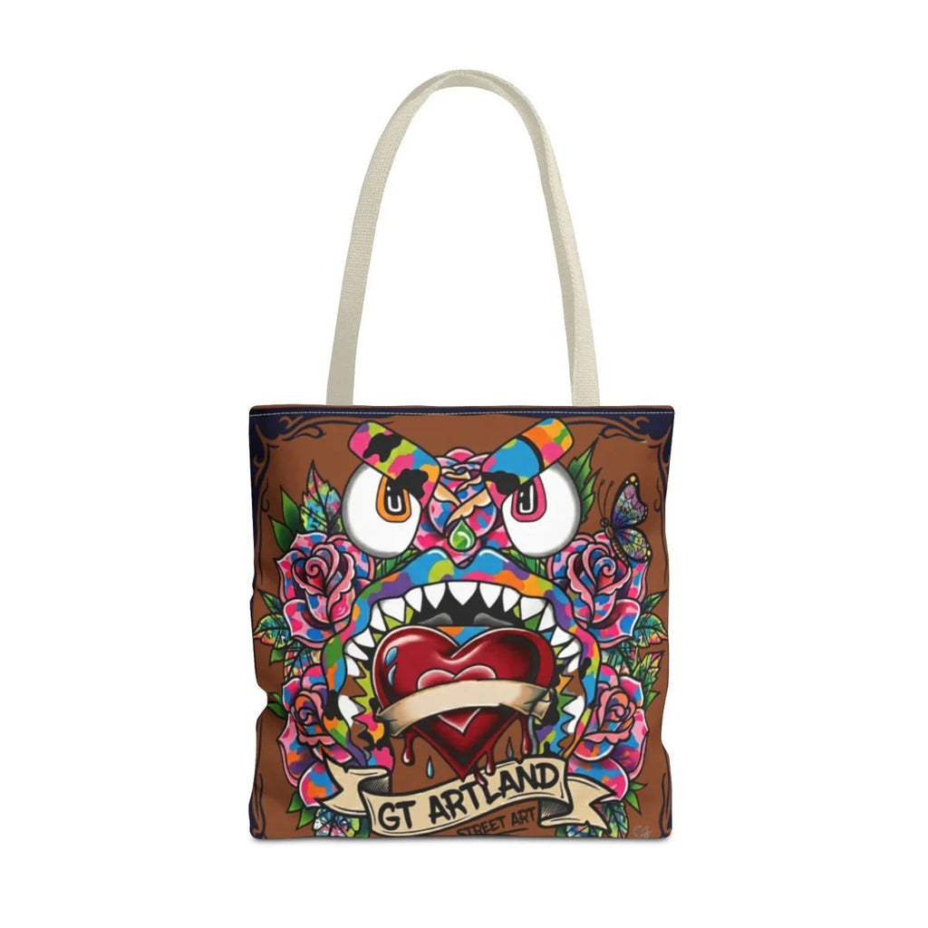 Colorful Gape Tattoo Monster Heart Tote Bag Designer Ebony Edition | All-Over