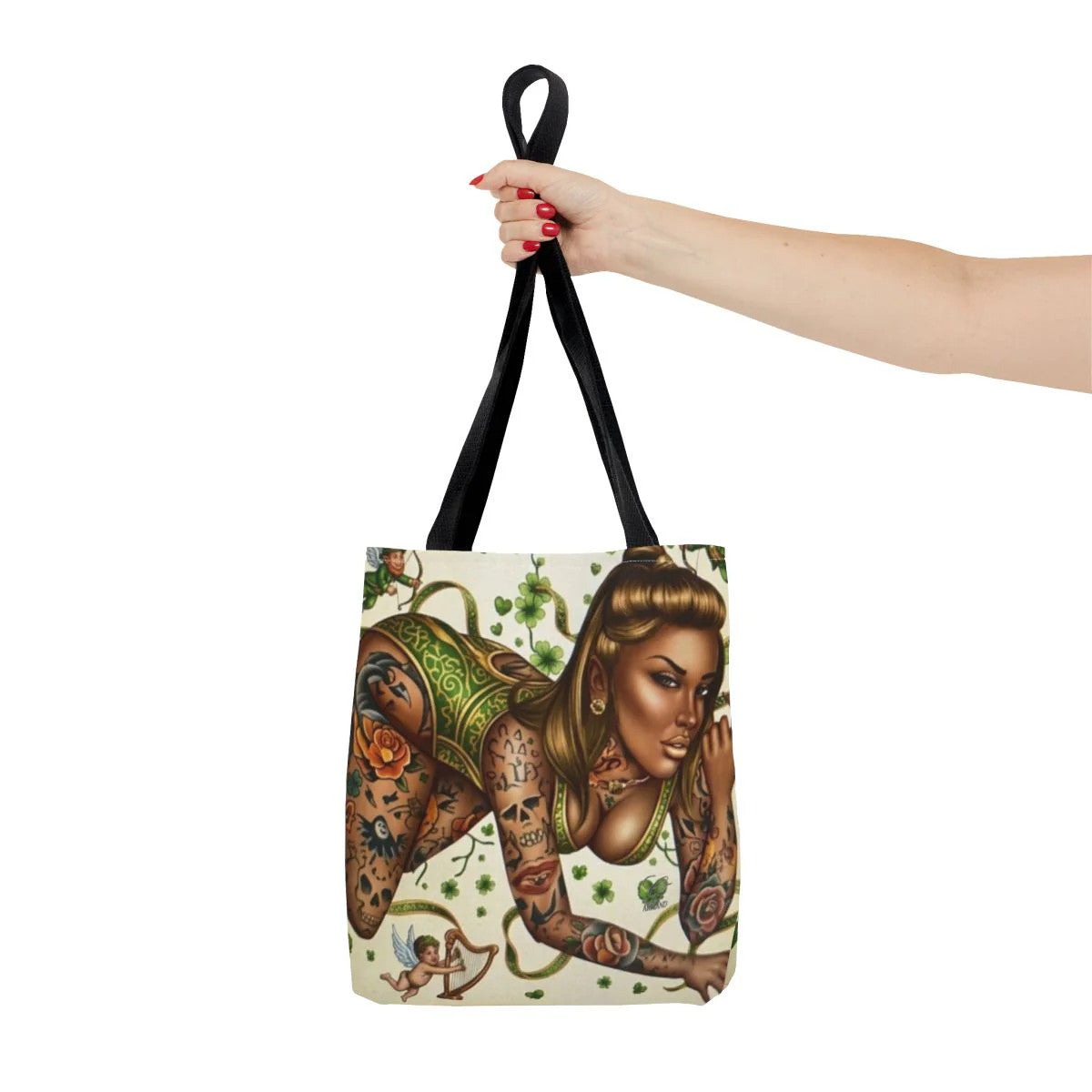 Ebony St Patrick Theme Tattoo Hot Sexy Vixen Designer Tote Bag by GT Artland
