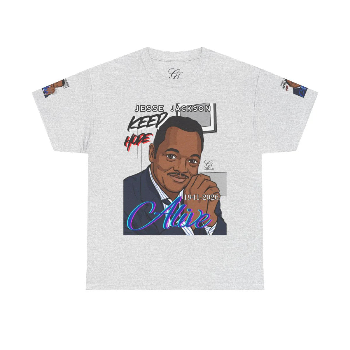 "KEEP HOPE ALIVE" Jesse Jackson Toon Designer Deluxe Unisex Heavy Cotton Tee by