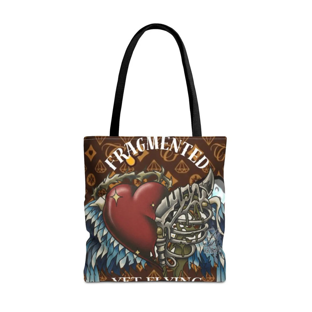 Fragmented yet flying Motivational tattoo Heart with Wings and Skeleton Equal