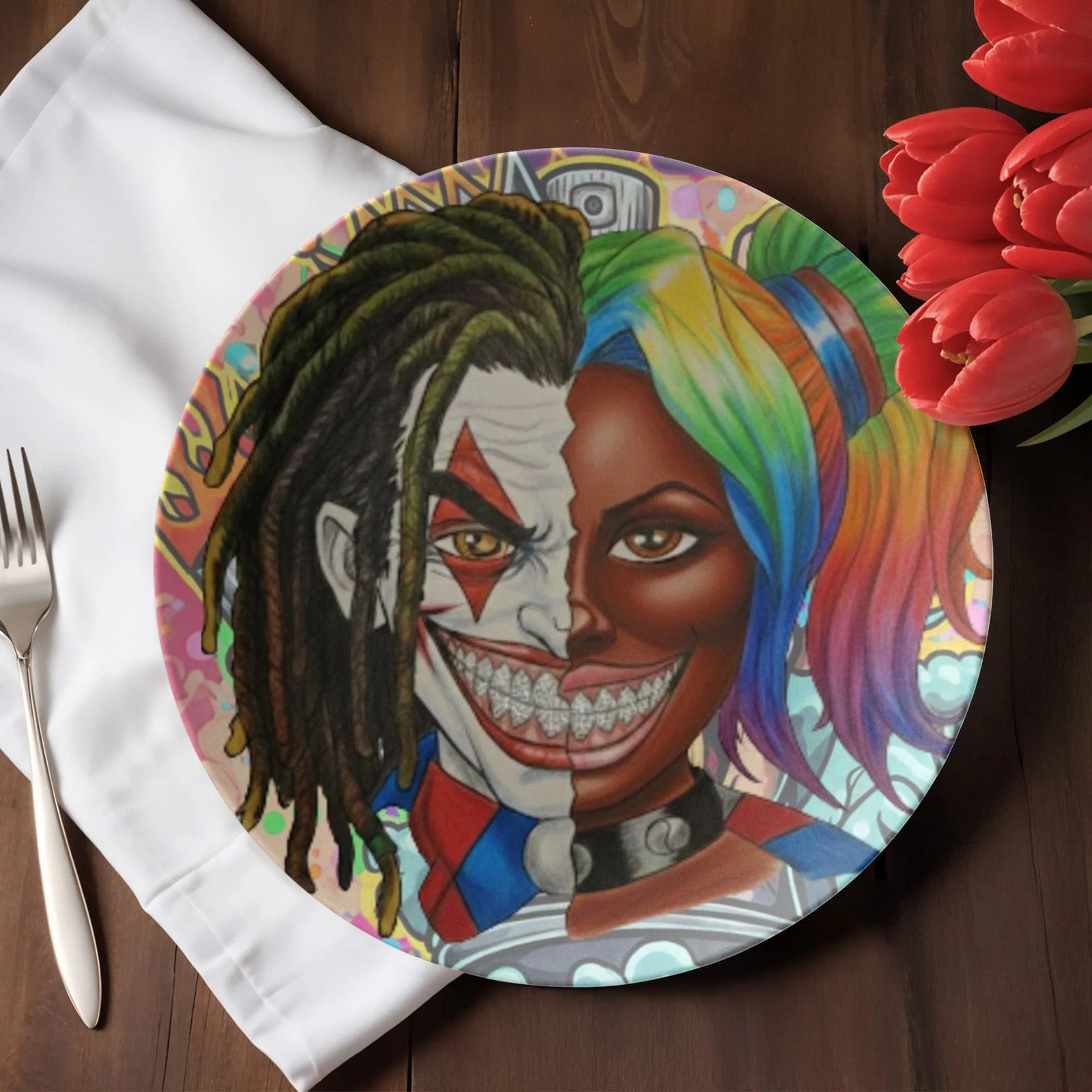 Joka Harley Twin Flame 2 Face Character Ebony Edition 10” Plate by GT Artland