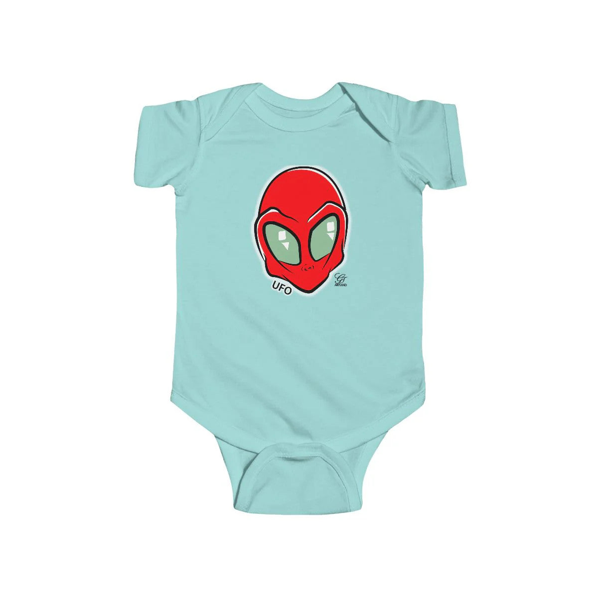 Cute Red Alien Designer Head Infant Fine Jersey Bodysuit by GT Artland