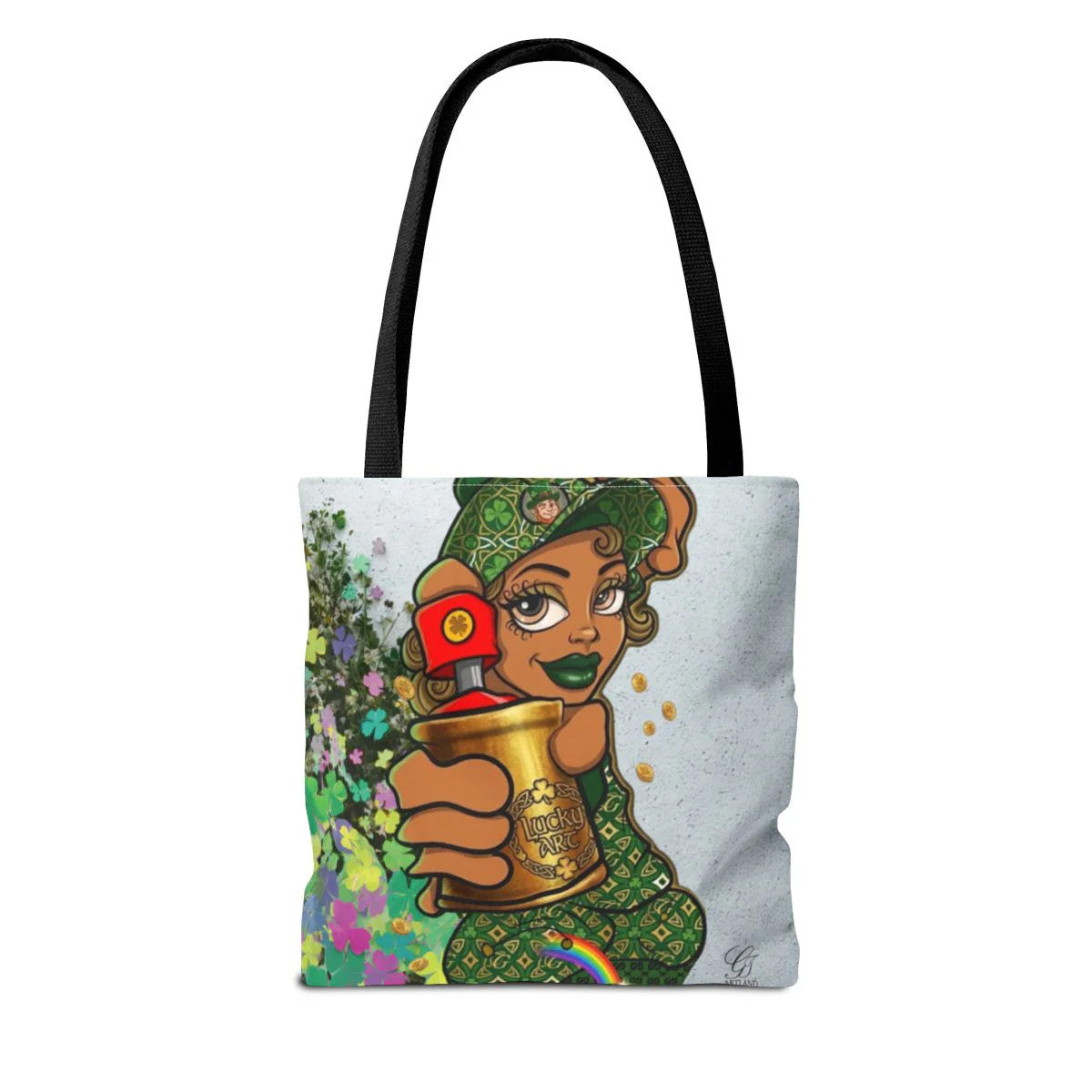 "Lucky Art" Spray Can Ebony Girl St Patrick Theme Designer Tote Bag by GT