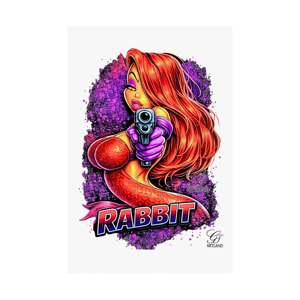 Rabbit Pinup Vixen Girl Poster | Matte Vertical Poster, Retro Cartoon Art Clean