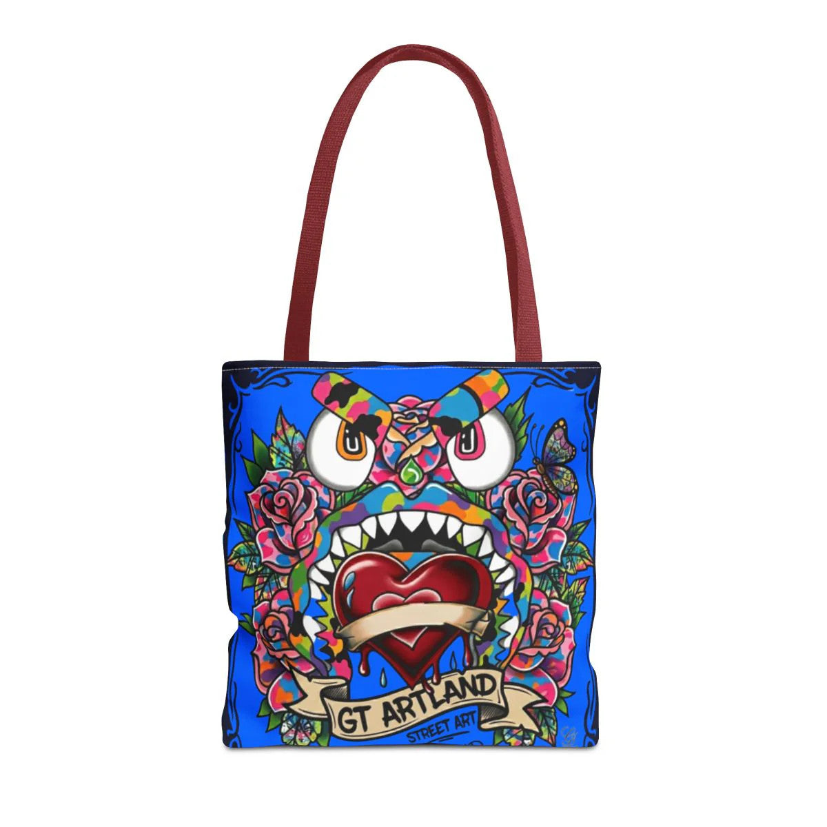 Colorful Gape Tattoo Monster Heart Tote Bag Designer sky blue Edition |