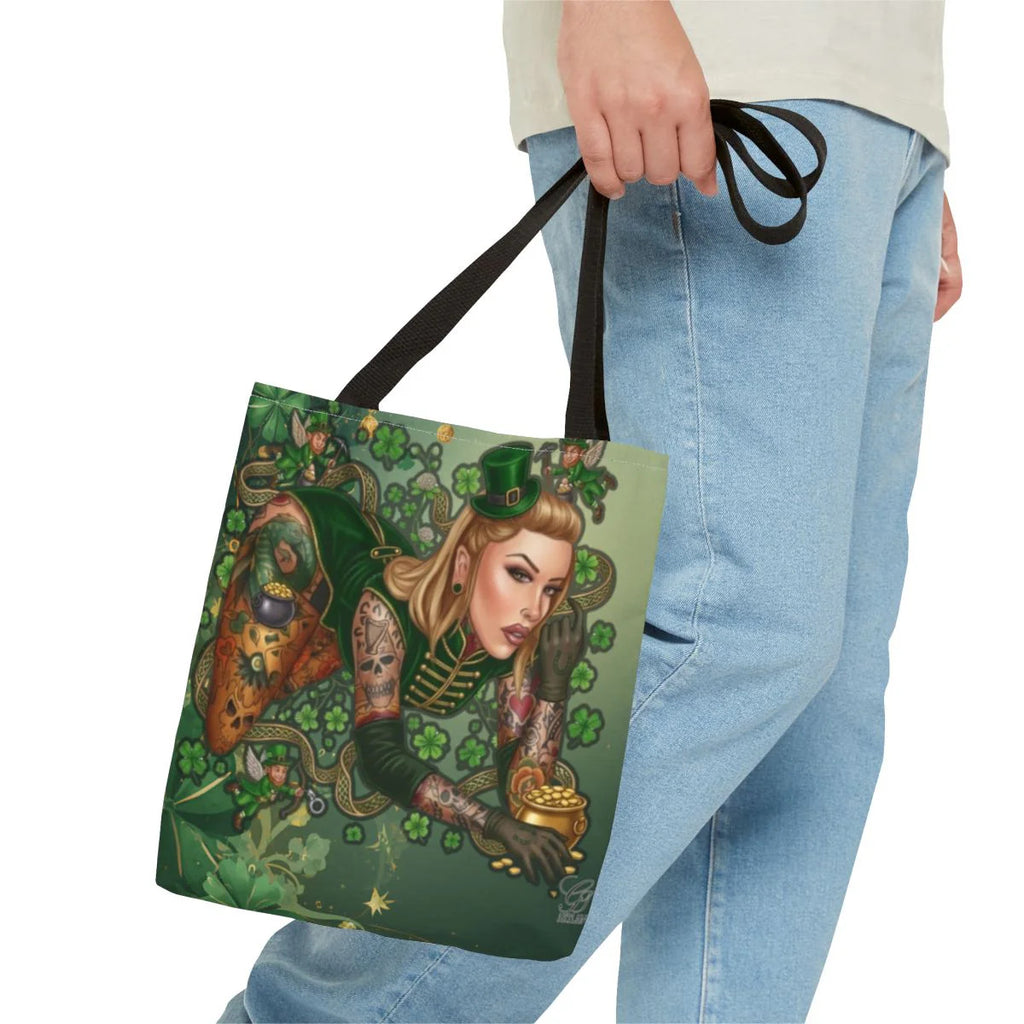 Irish St. Patick Theme Sexy Hot Irish Vixen with Tattoos Designer Tote Bag by