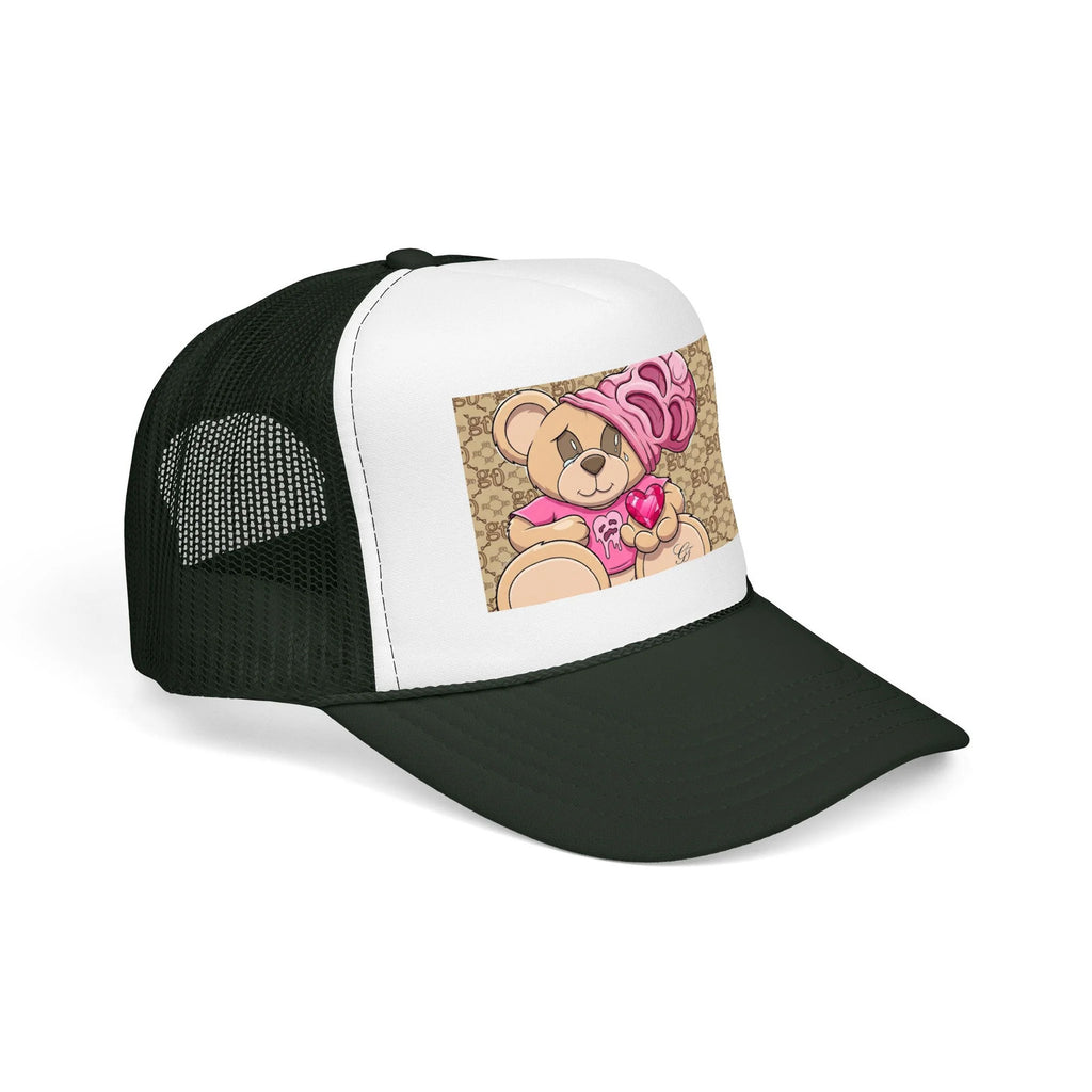 Pink Teddy Bear Heart Foam Trucker Hat | Cute Bear Patch by GT Artland