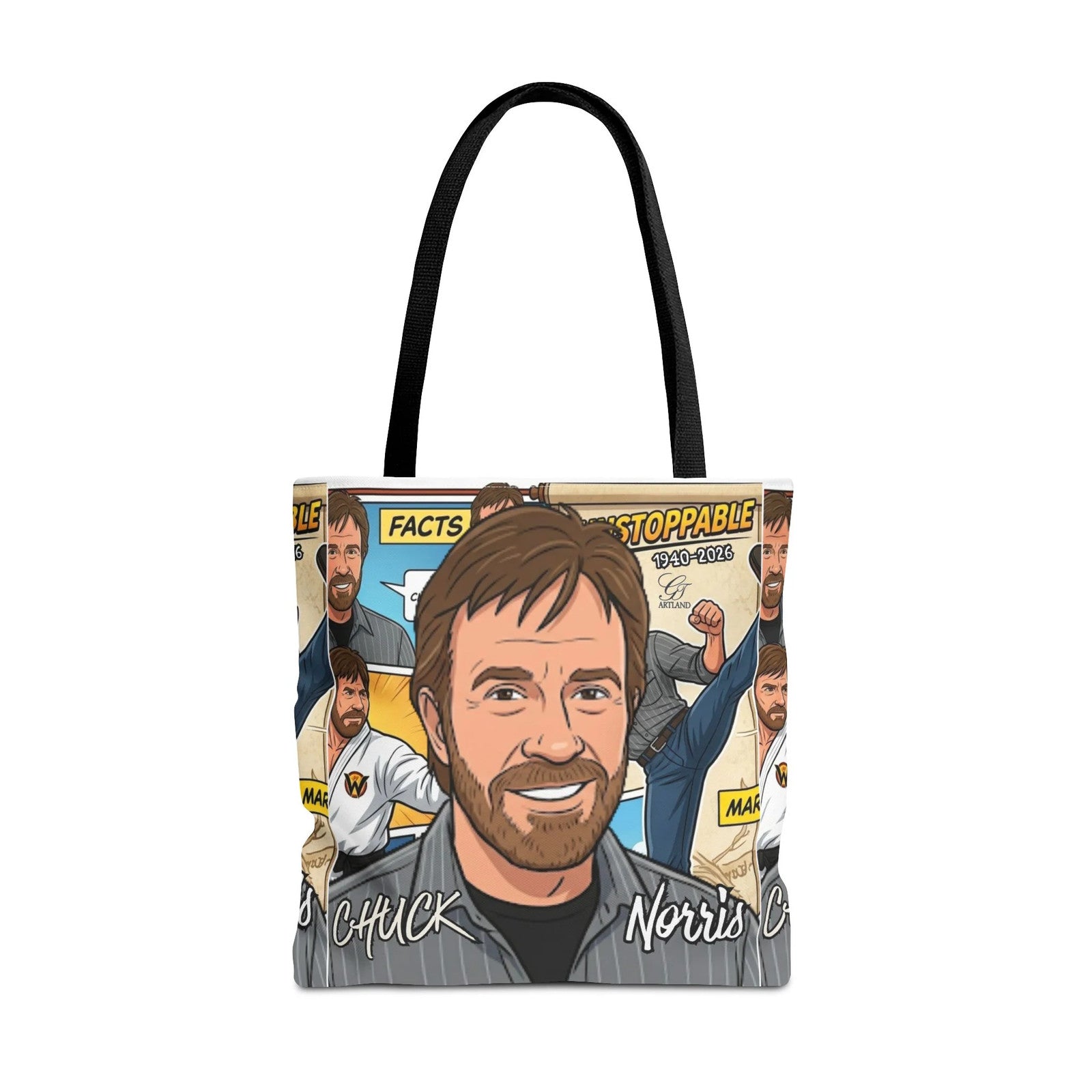 Chuck Norris Legacy Retro Martial Artist Cartoon Tote Bag | All-Over Print