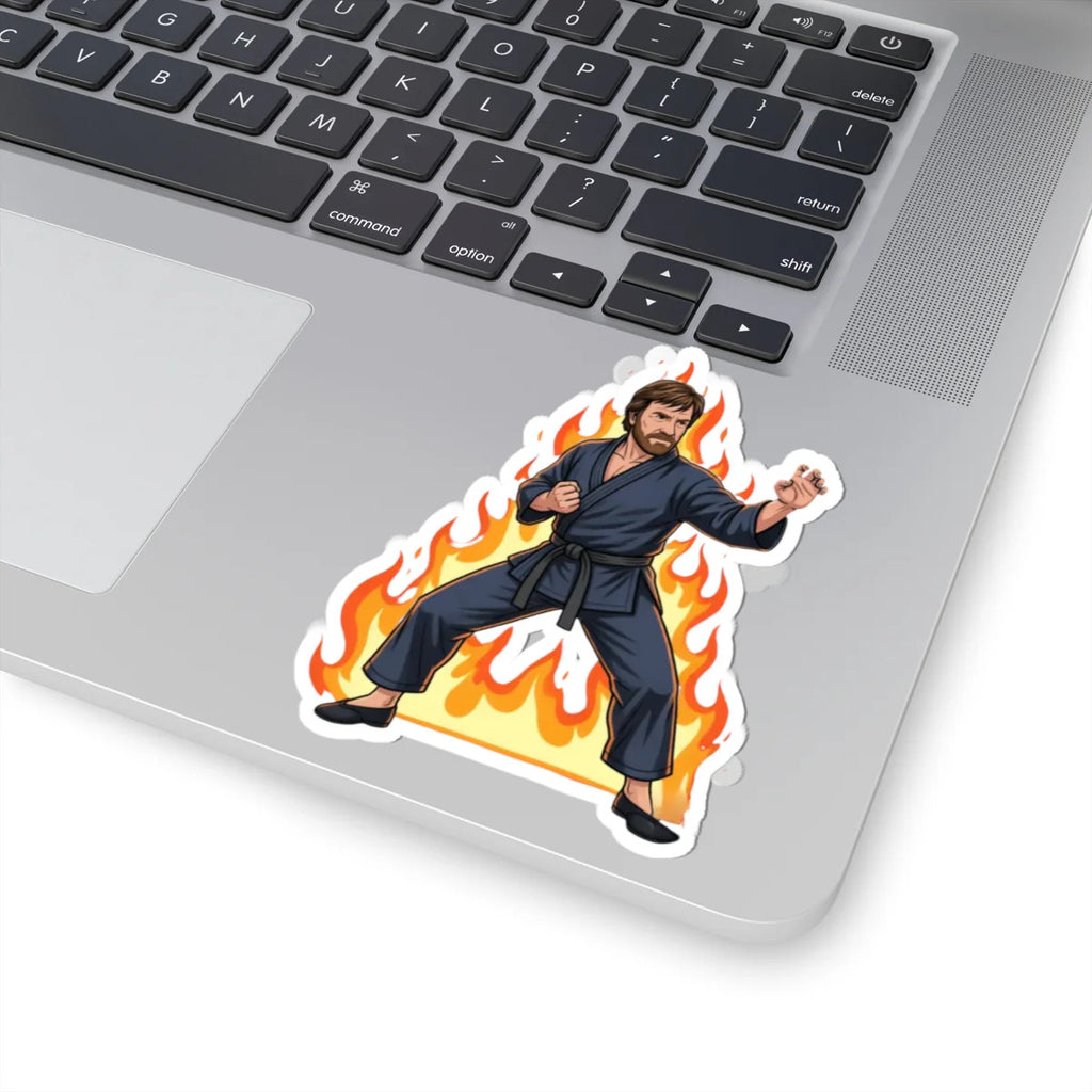 Martial Artist Chuck Norris with Flames sticker | Kiss-Cut Sticker by GT Artland