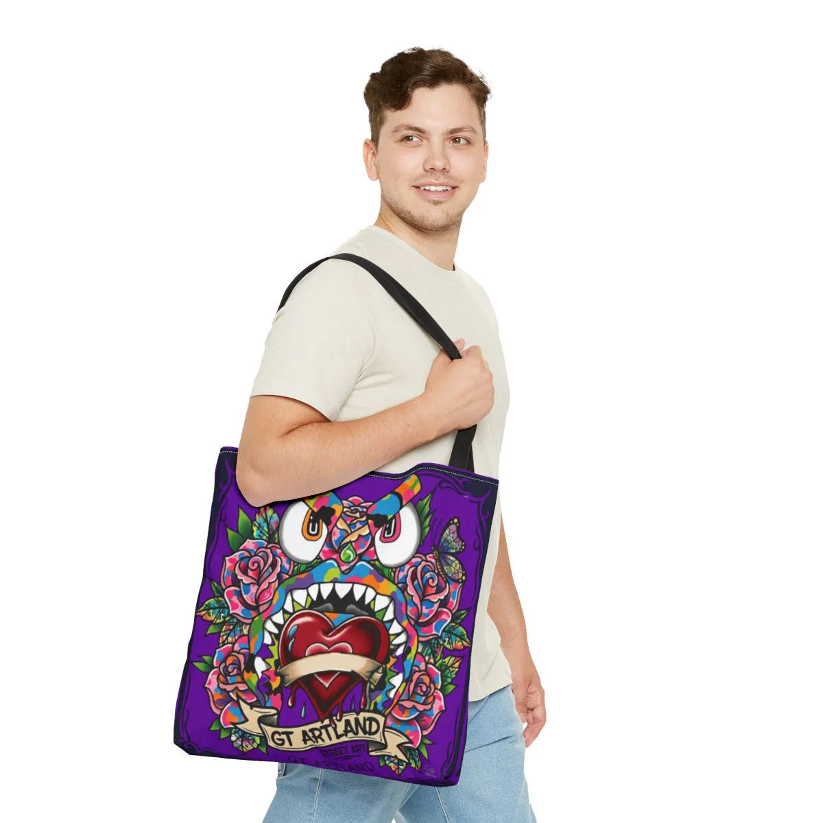 Colorful Gape Tattoo Monster Heart Tote Bag Designer Purple Haze Edition |
