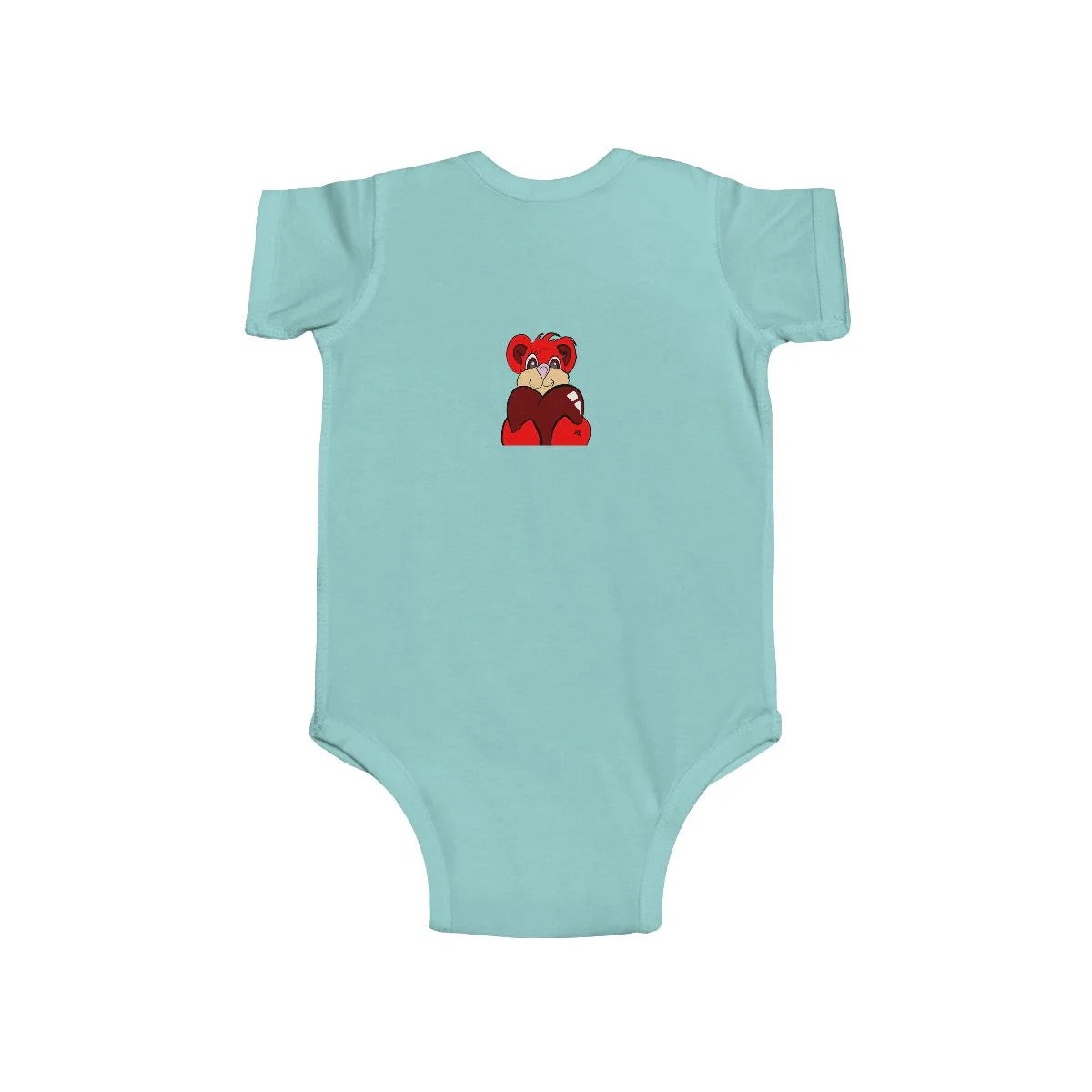 Cute Red Teddy BEAR Holding Heart Infant Fine Jersey Bodysuit by GT Artland