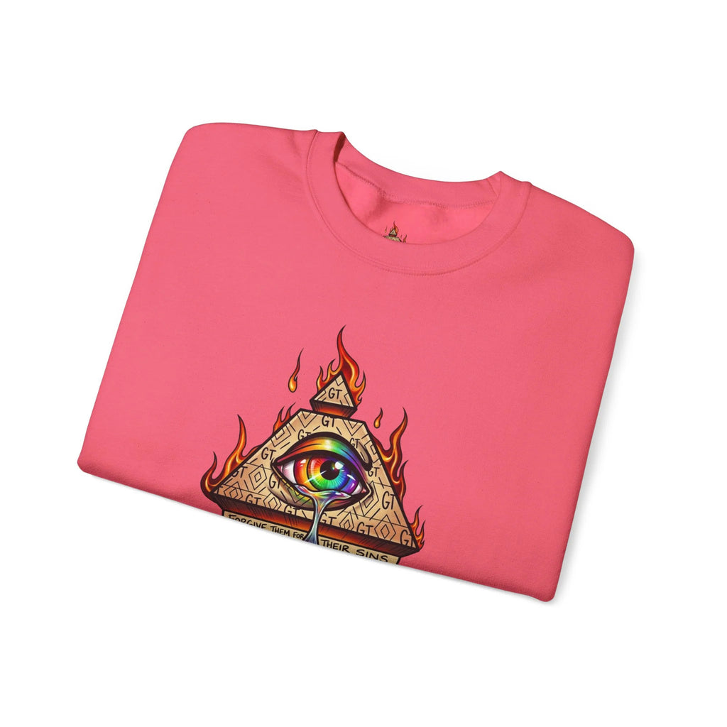Psychedelic All-Seeing Eye Sweatshirt | Triangle Eye Flame Rainbow Drip by GT