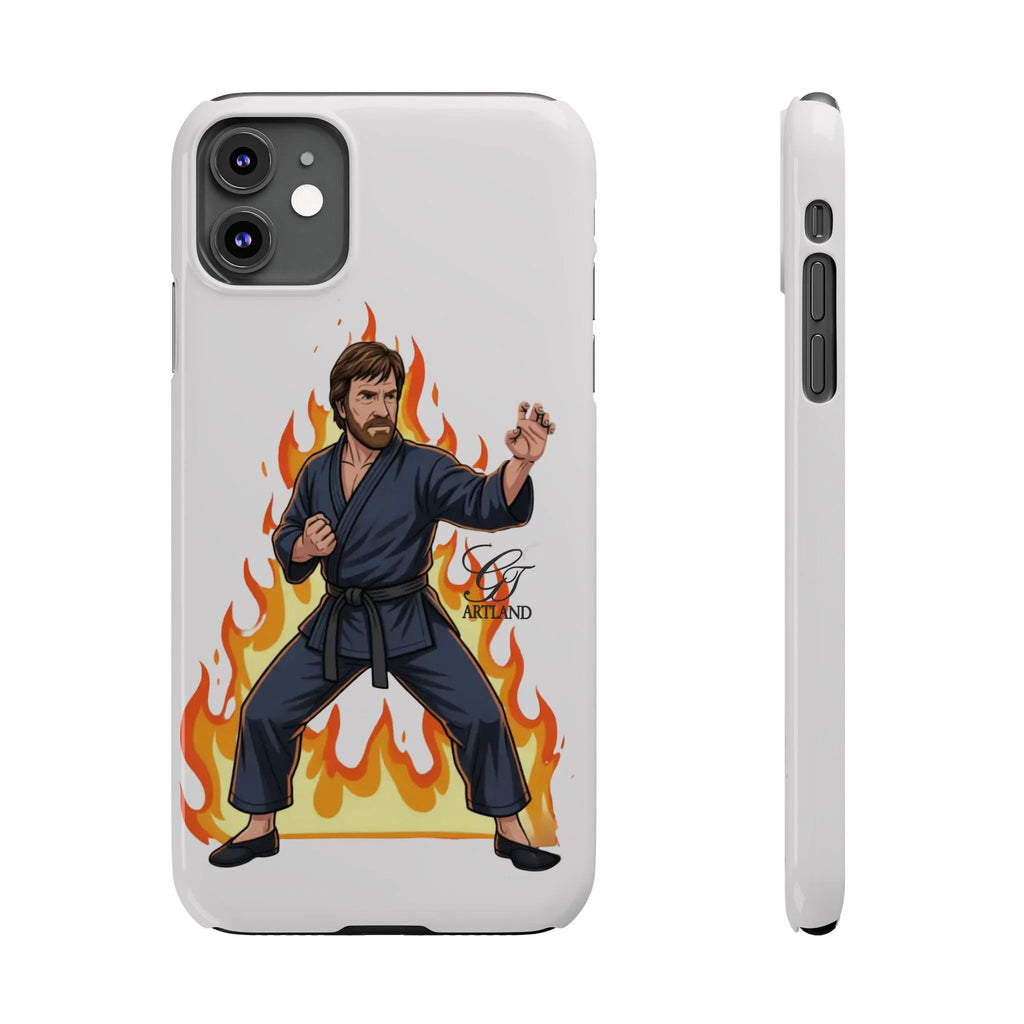 Karate Master Chuck Norris Illustration Slim Phone Case | Martial Arts Flames