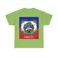 Haiti Flag Love Hearts and Roses Designer Unisex Heavy Cotton Tee by GT Artland