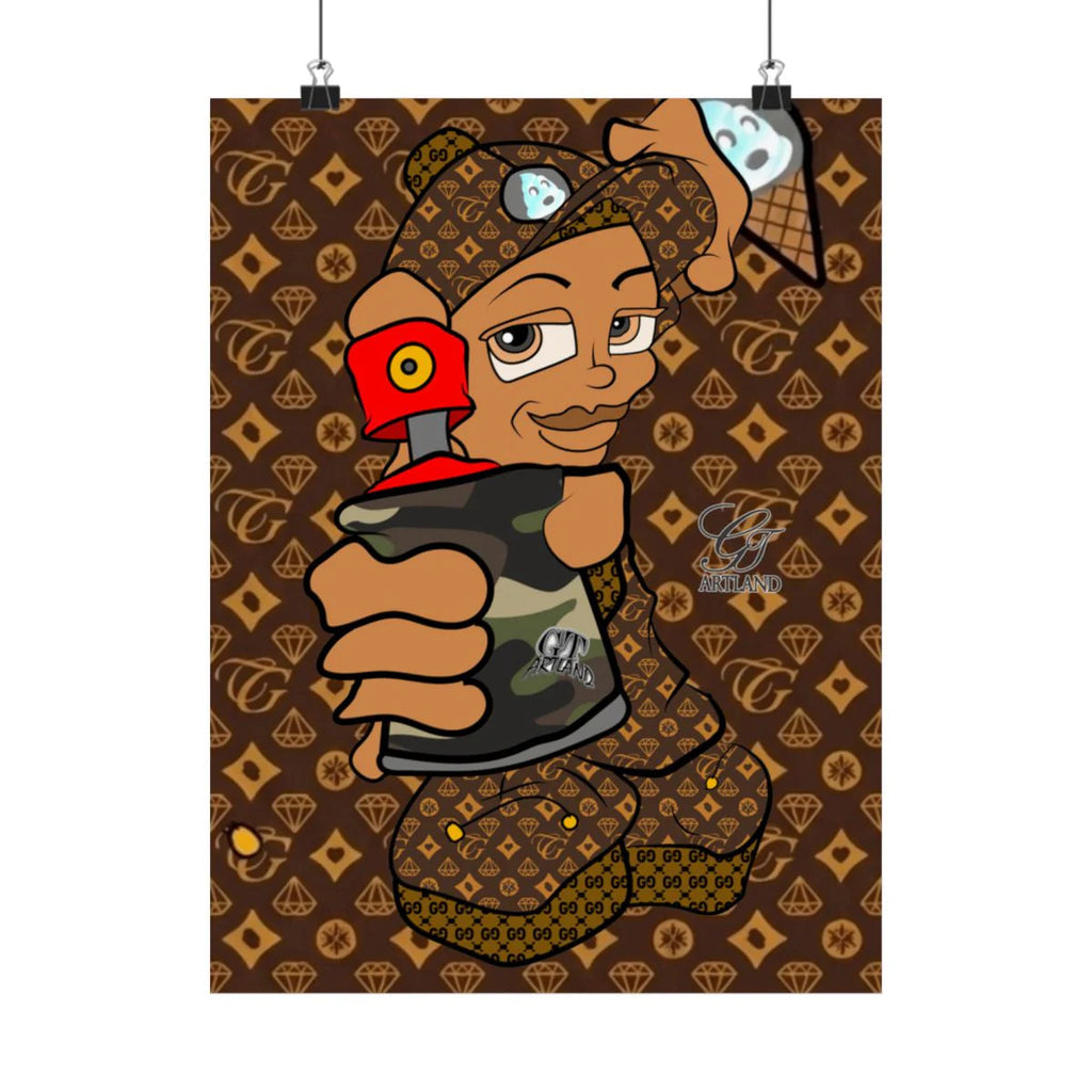 Ebony Spray Can Kid GT High Fashion Graffiti Designer Matte Vertical Posters by