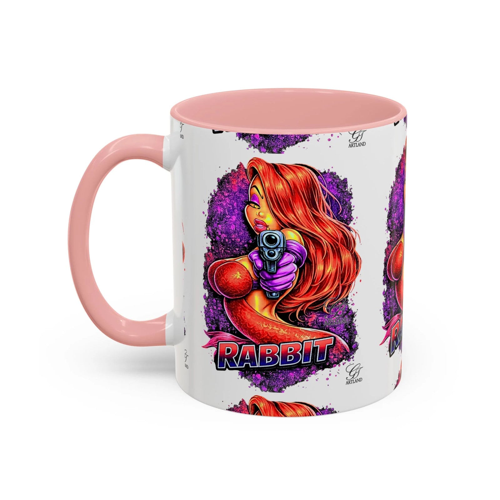 Pinup Redhead Vixen with Gun Rabbit Mug | Accent Coffee Mug 11oz 15oz by GT