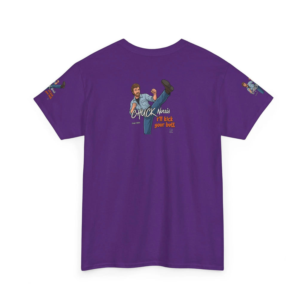 Chuck Norris kick illustration T-Shirt | I'll kick your butt slogan designer by