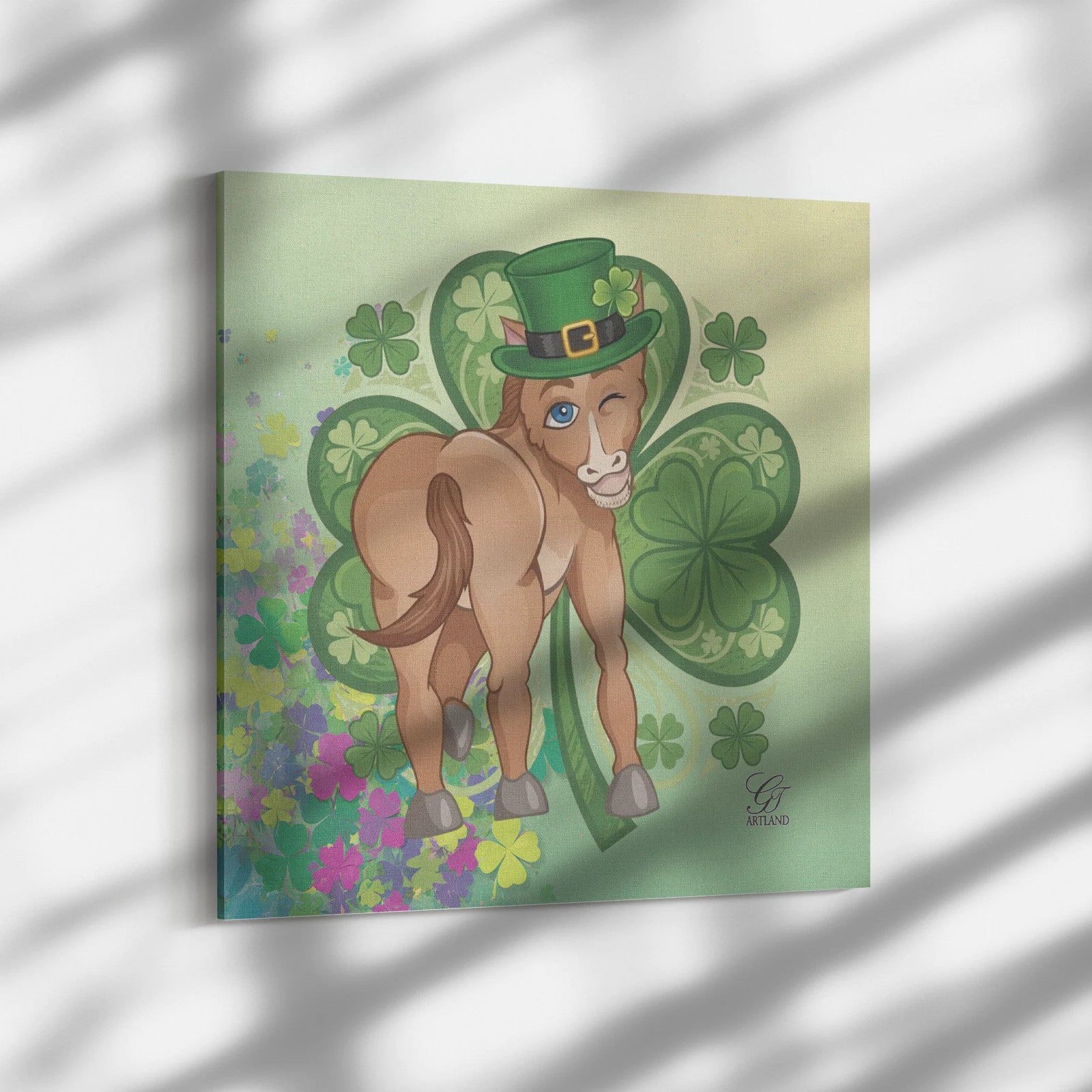 Horse St Patrick Designer Irish Abstract Canvas Wrap by GT Artland