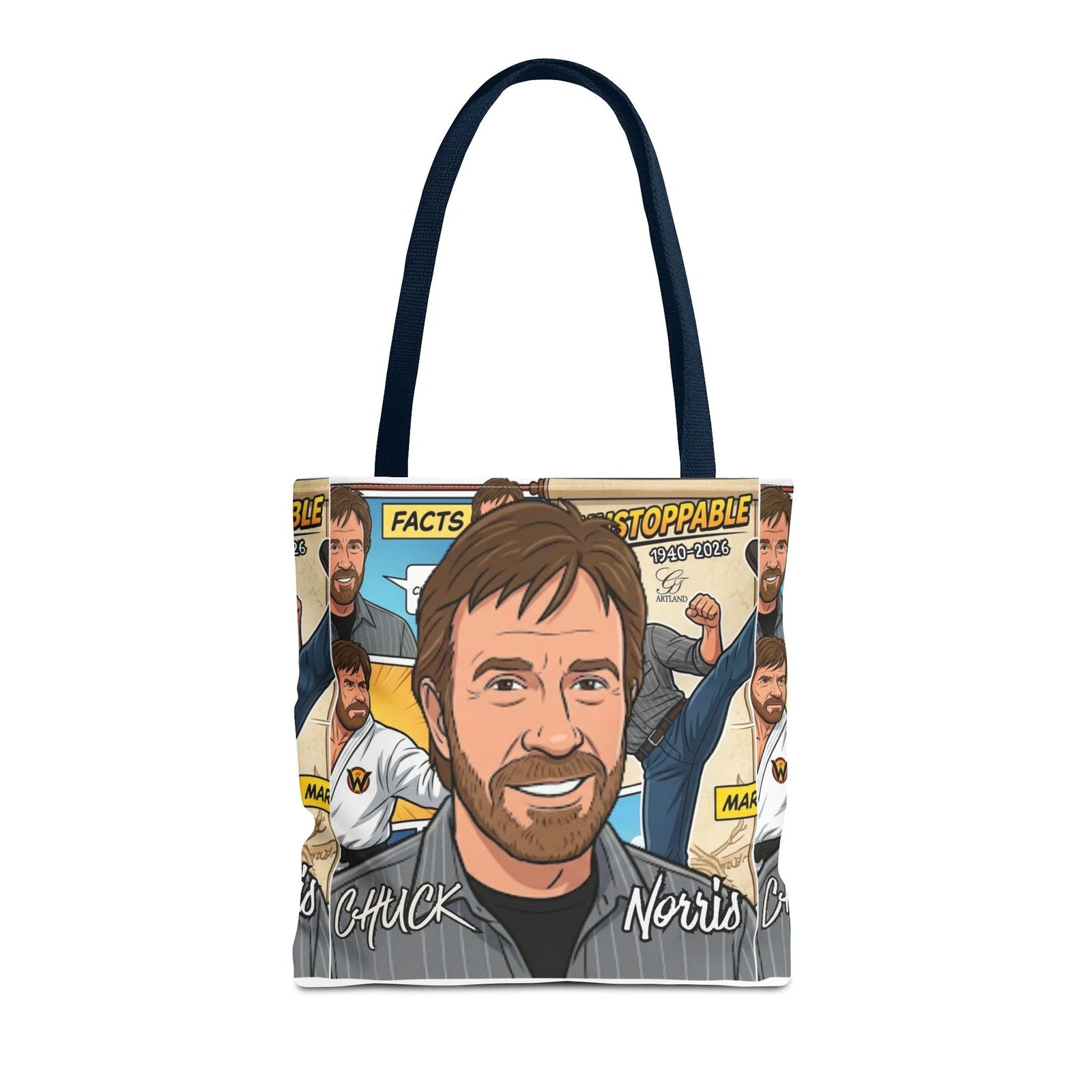 Chuck Norris Legacy Retro Martial Artist Cartoon Tote Bag | All-Over Print