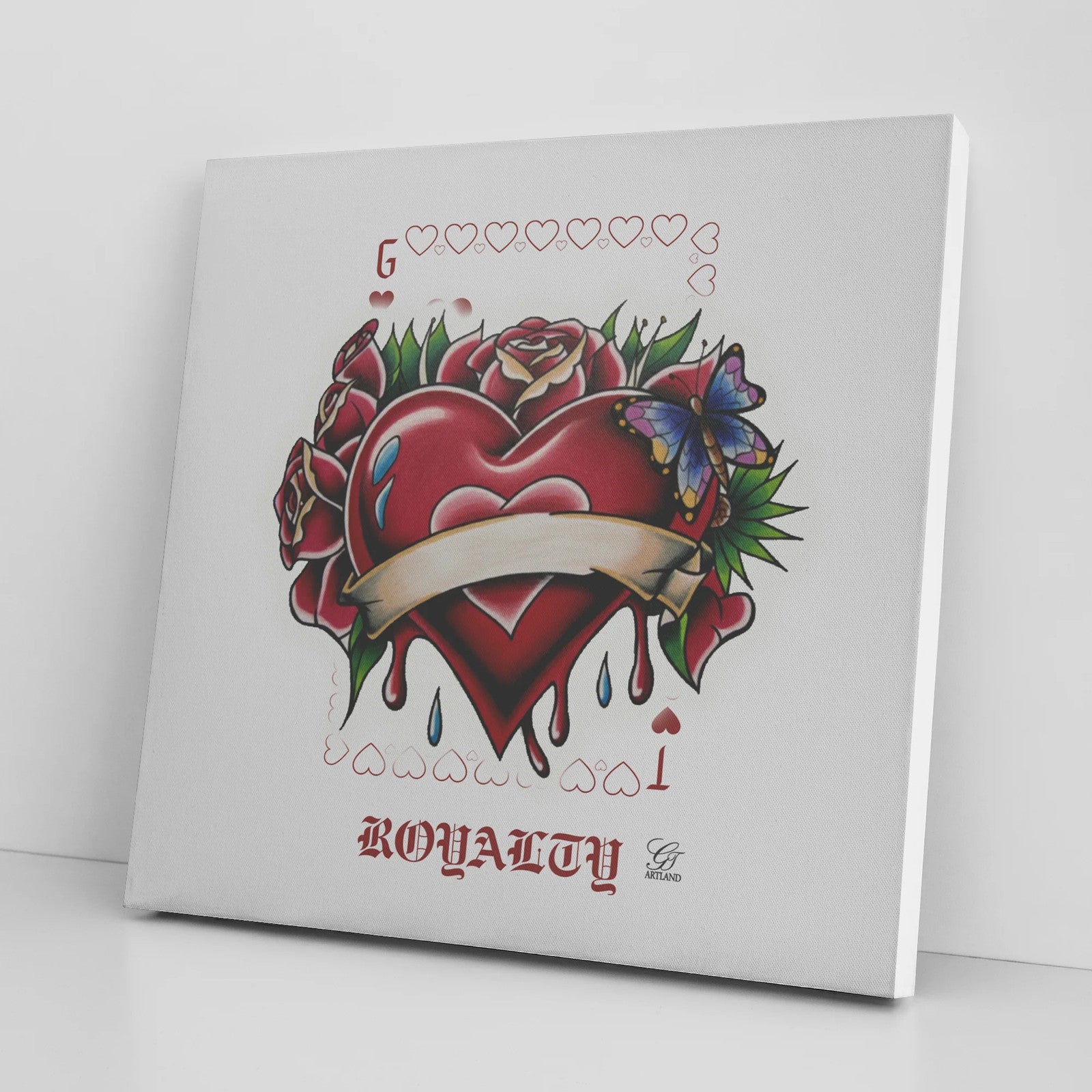 Hearts And Roses Luxury Royalty Card Square Canvas Wrap by GT Artland